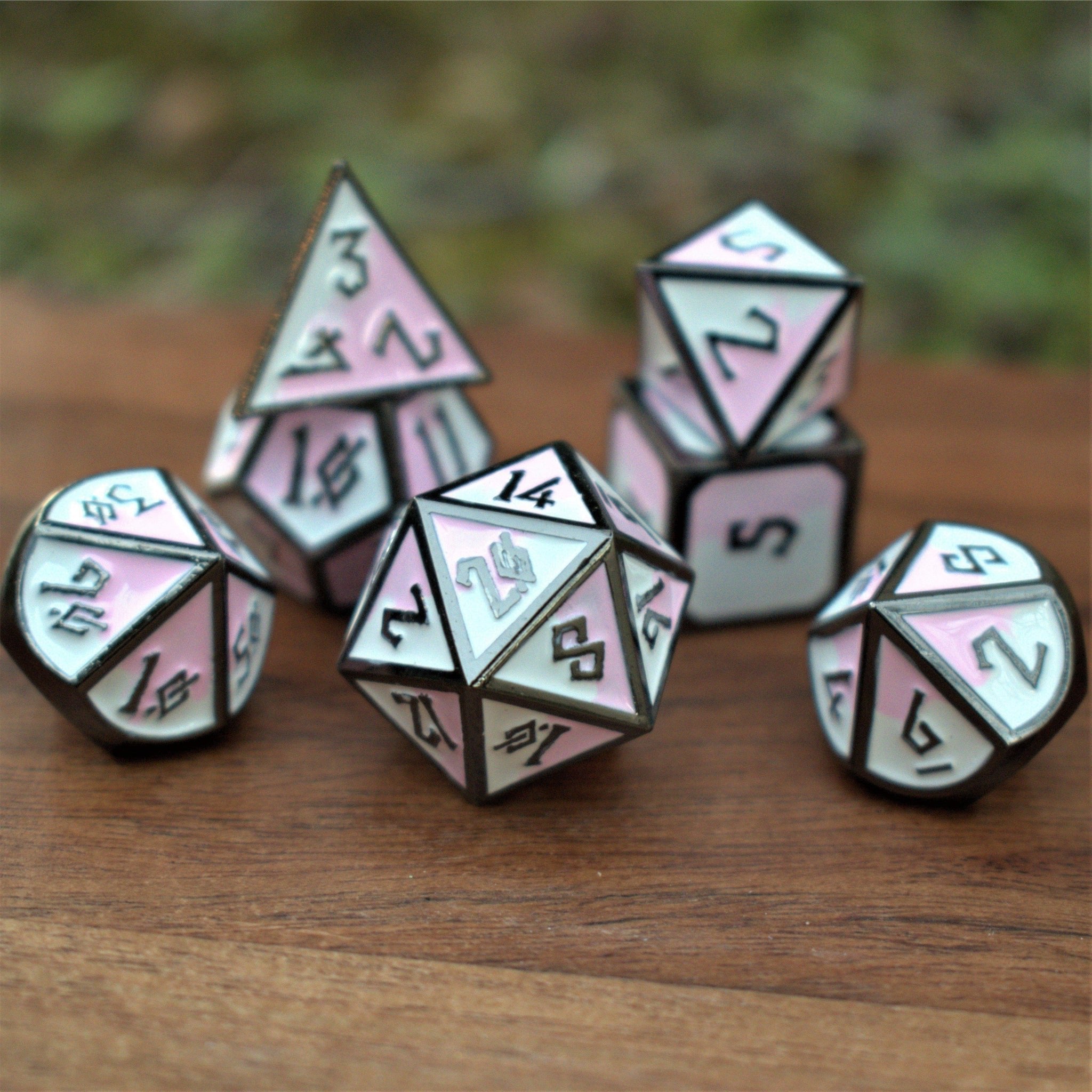 Elder Runes Strawberry Milkshake Metal Dice Set - Misty Mountain Gaming - 1