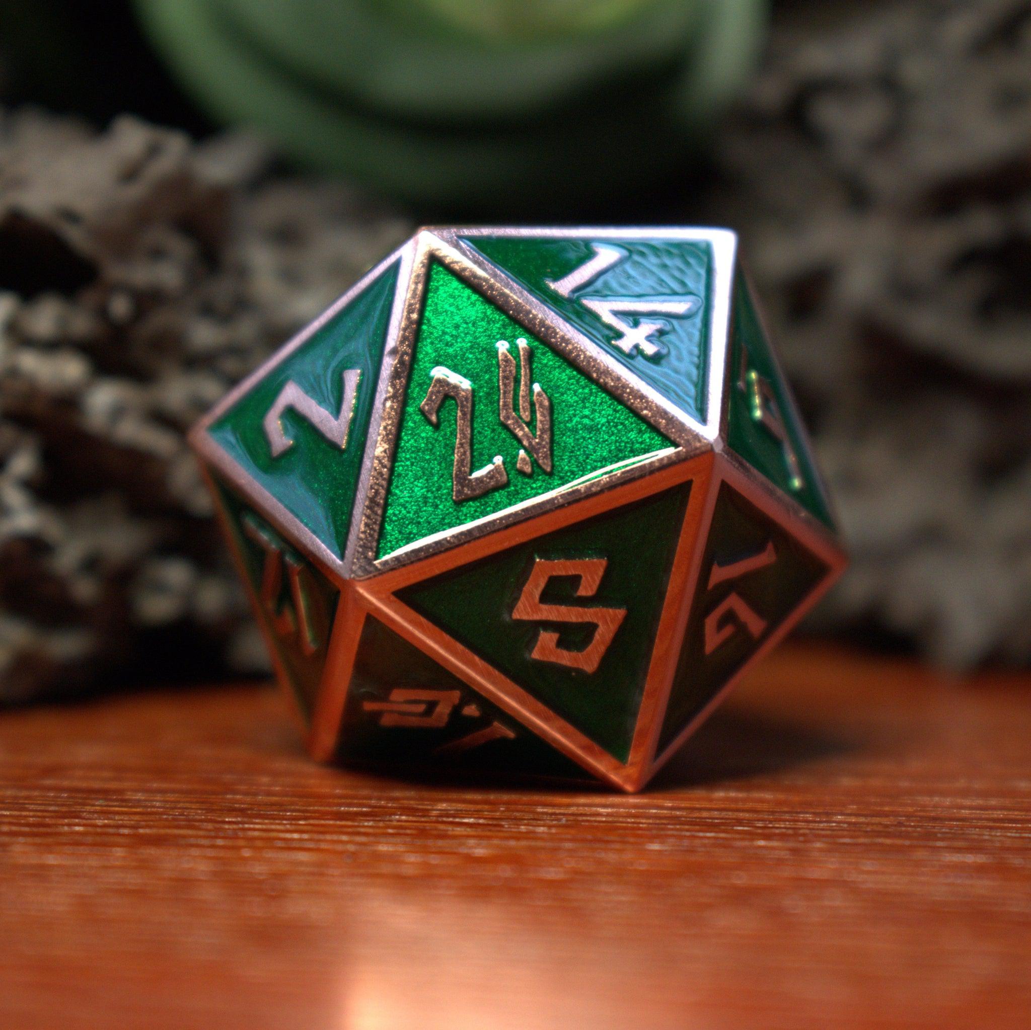 Emerald & Bronze Metal 35mm D20 - Misty Mountain Gaming - 1