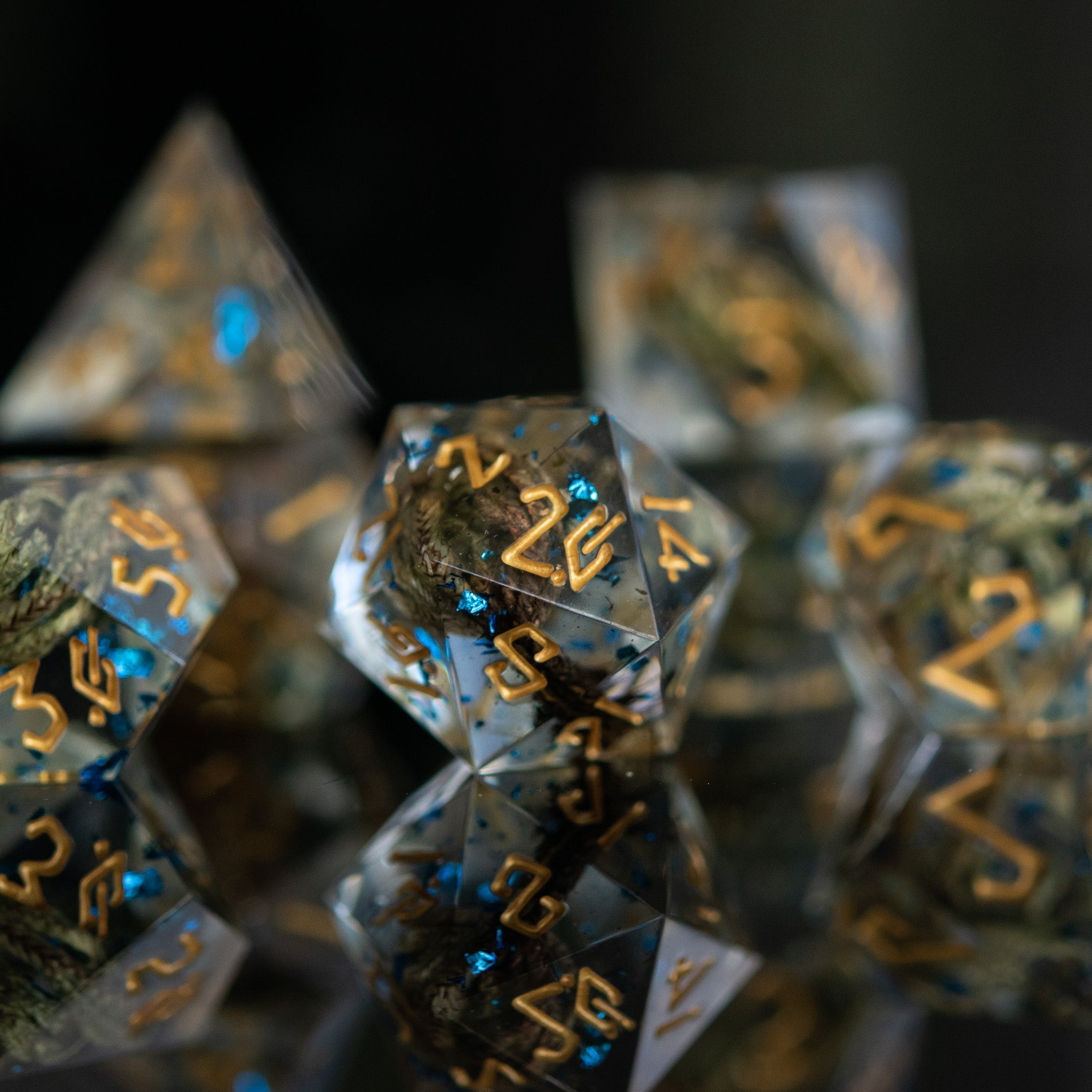 Enchanted Lake Gold Sharp - Edged Resin Dice Set - Misty Mountain Gaming - 2