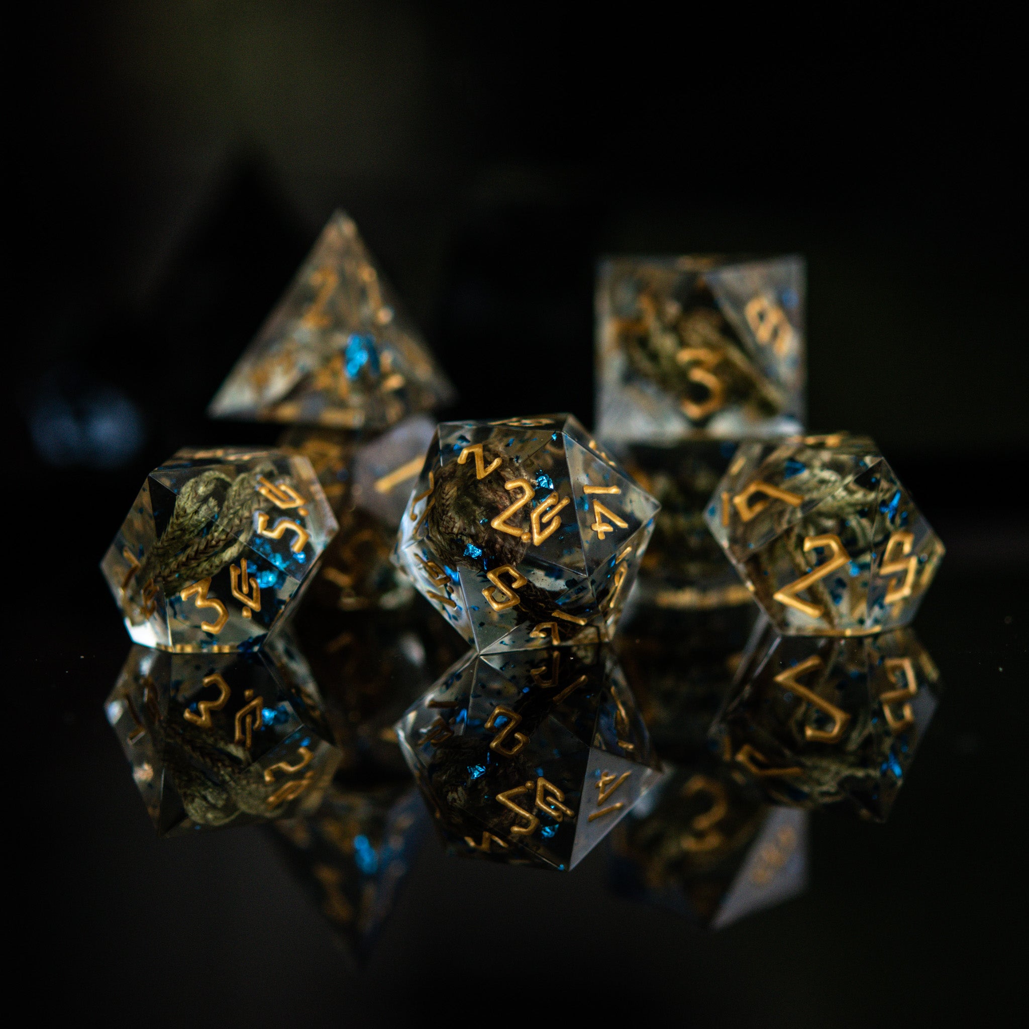 Enchanted Lake Gold Sharp - Edged Resin Dice Set - Misty Mountain Gaming - 1