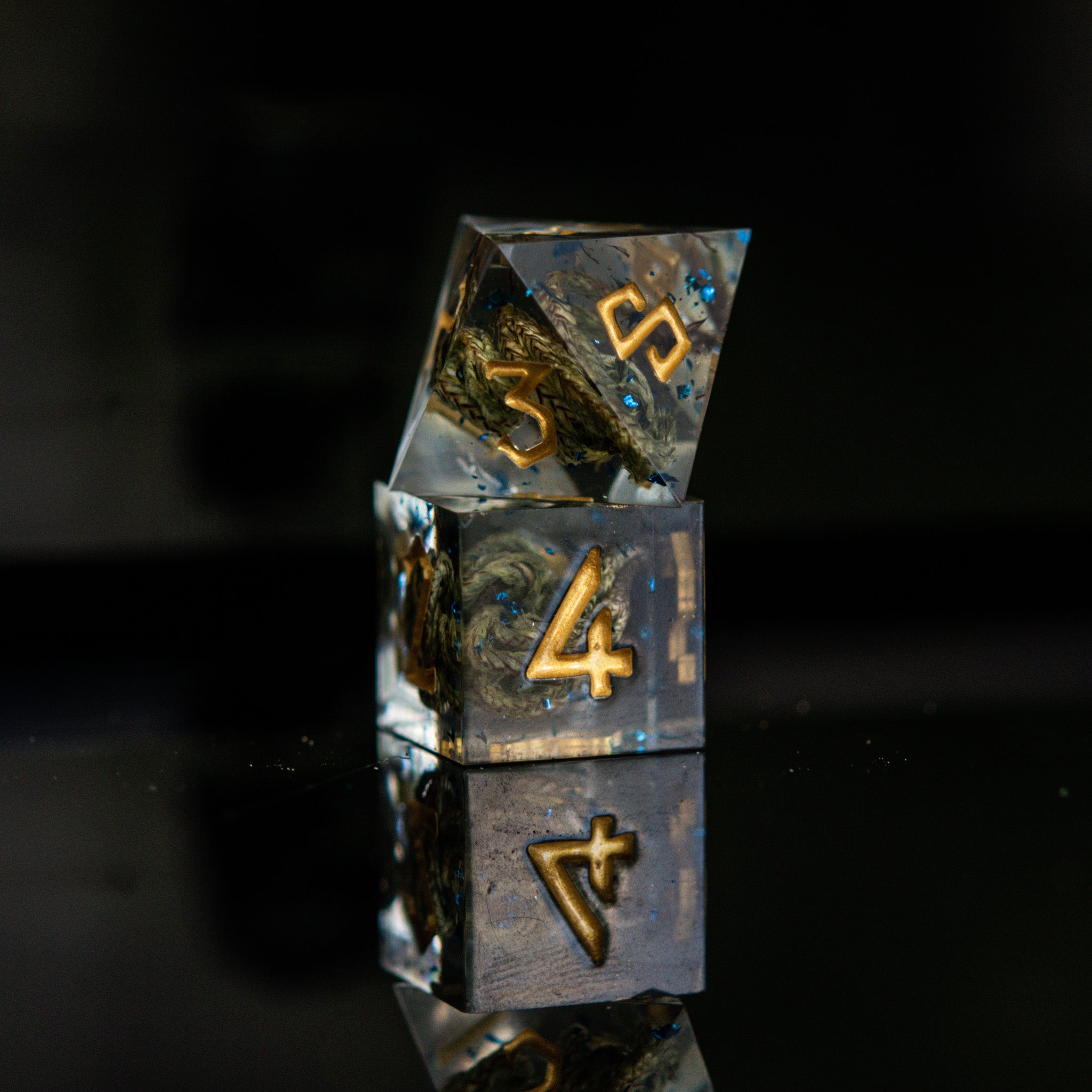 Enchanted Lake Gold Sharp - Edged Resin Dice Set - Misty Mountain Gaming - 3