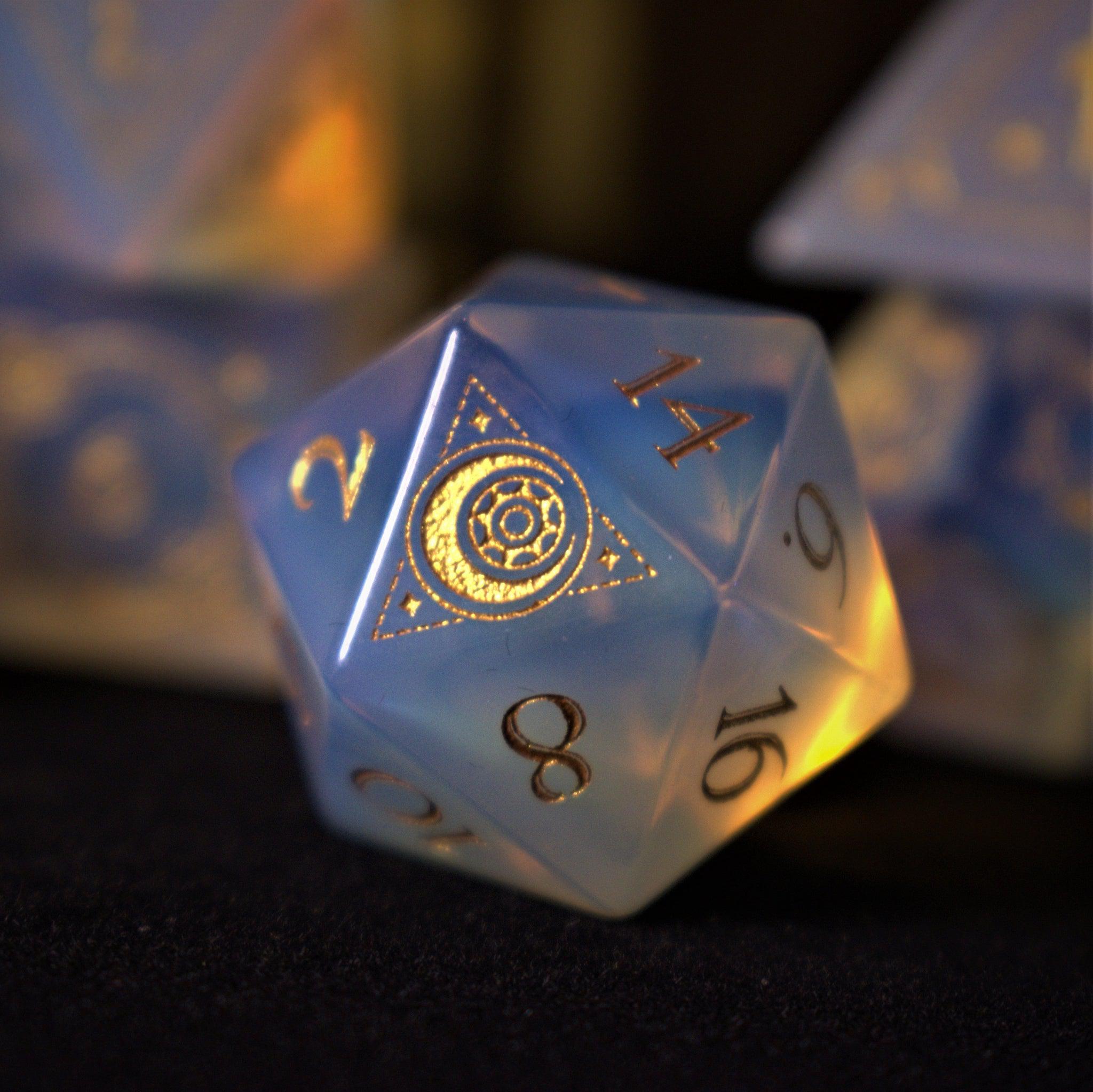 Fabled Mark Opalite Stone Dice Set - Misty Mountain Gaming - 3