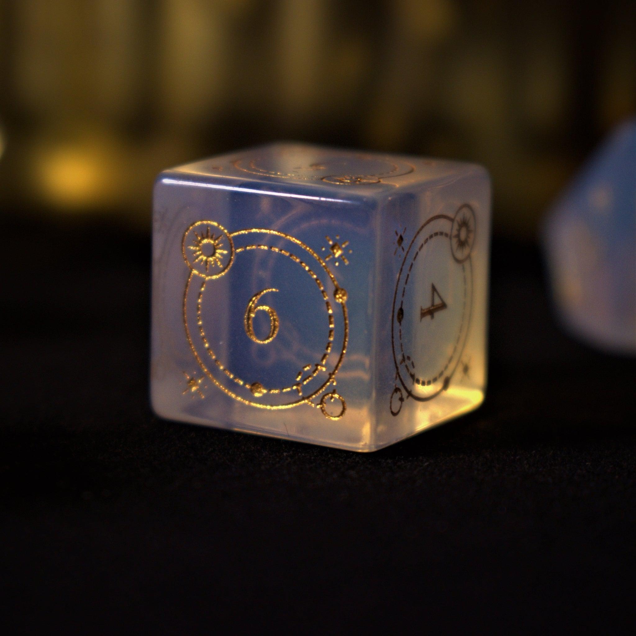 Fabled Mark Opalite Stone Dice Set - Misty Mountain Gaming - 7