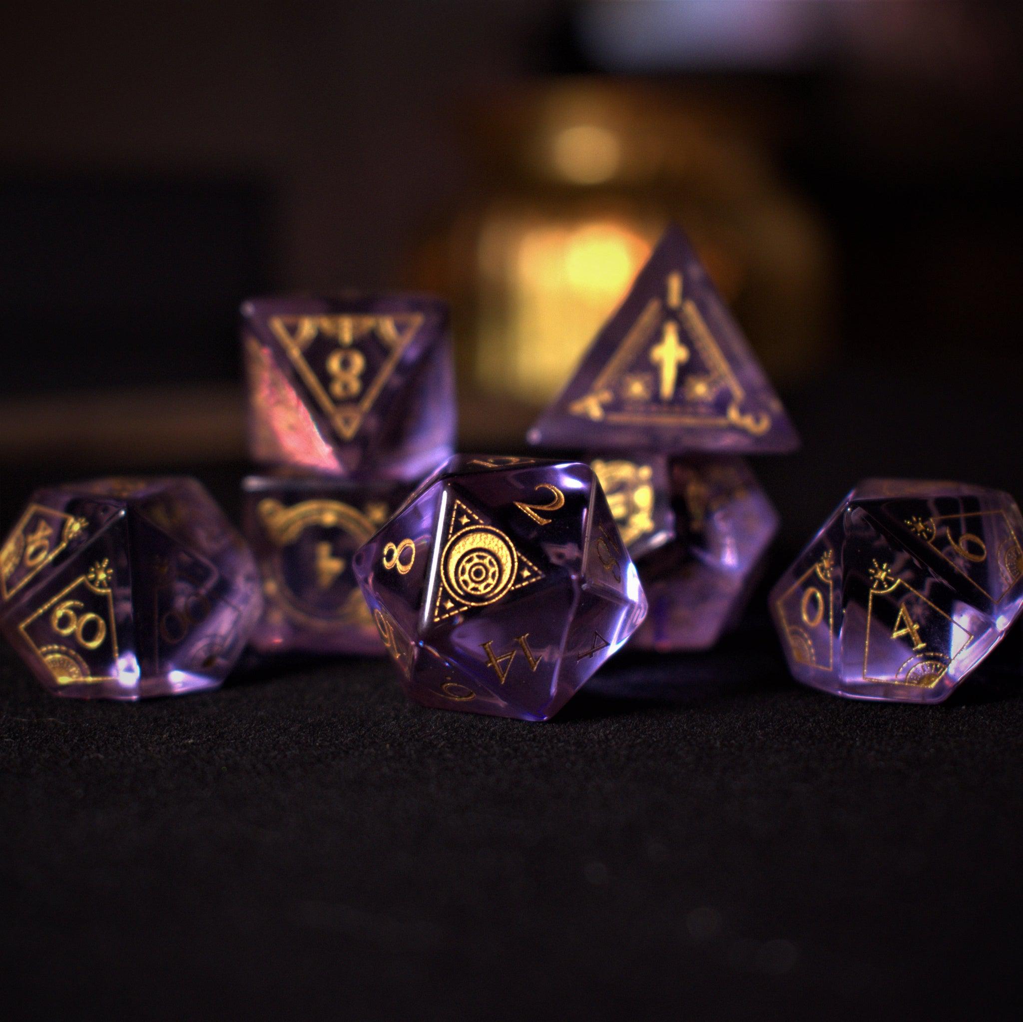 Fabled Mark Purple Glass Dice Set - Misty Mountain Gaming - 1