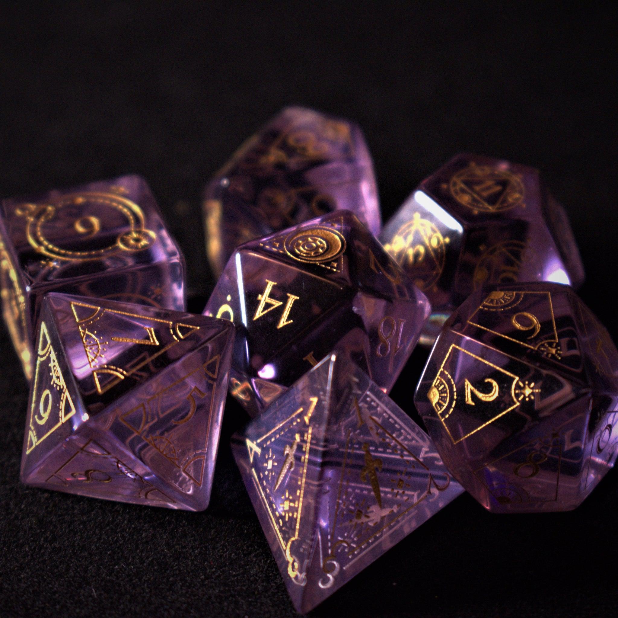 Fabled Mark Purple Glass Dice Set - Misty Mountain Gaming - 2