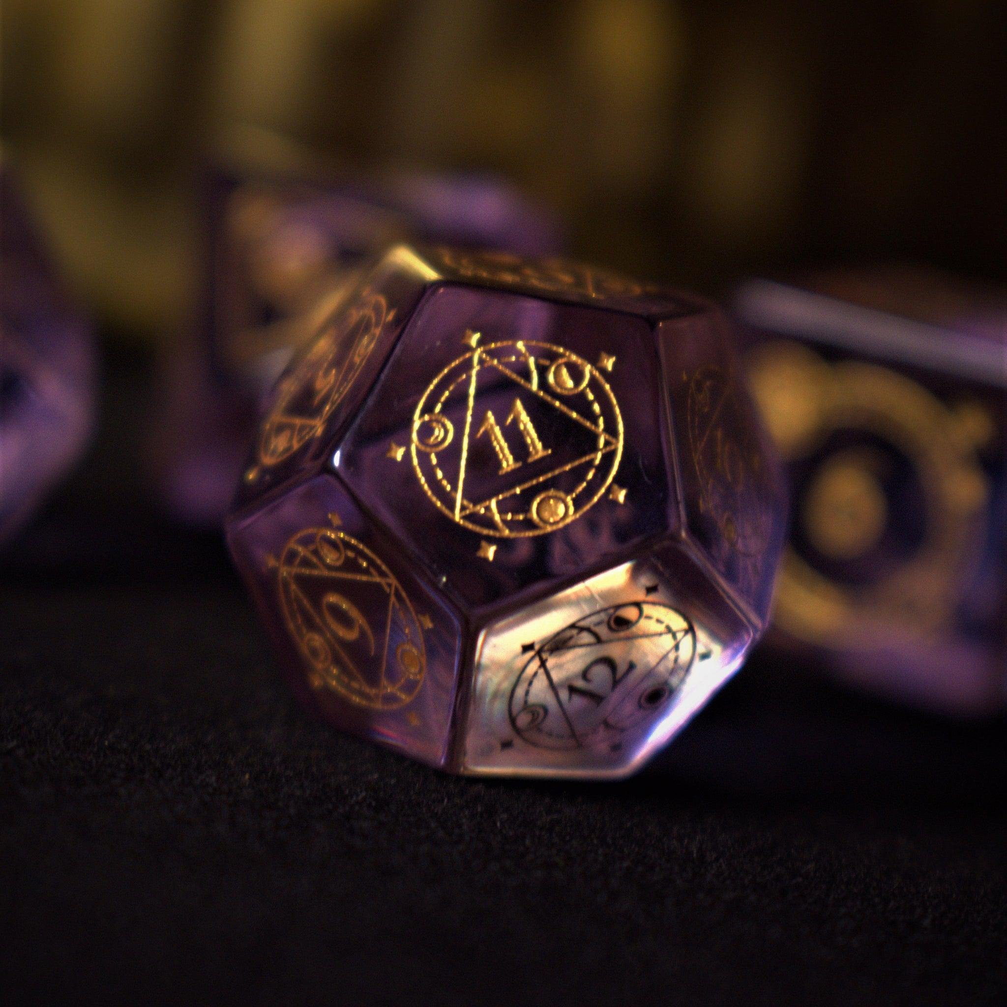 Fabled Mark Purple Glass Dice Set - Misty Mountain Gaming - 6