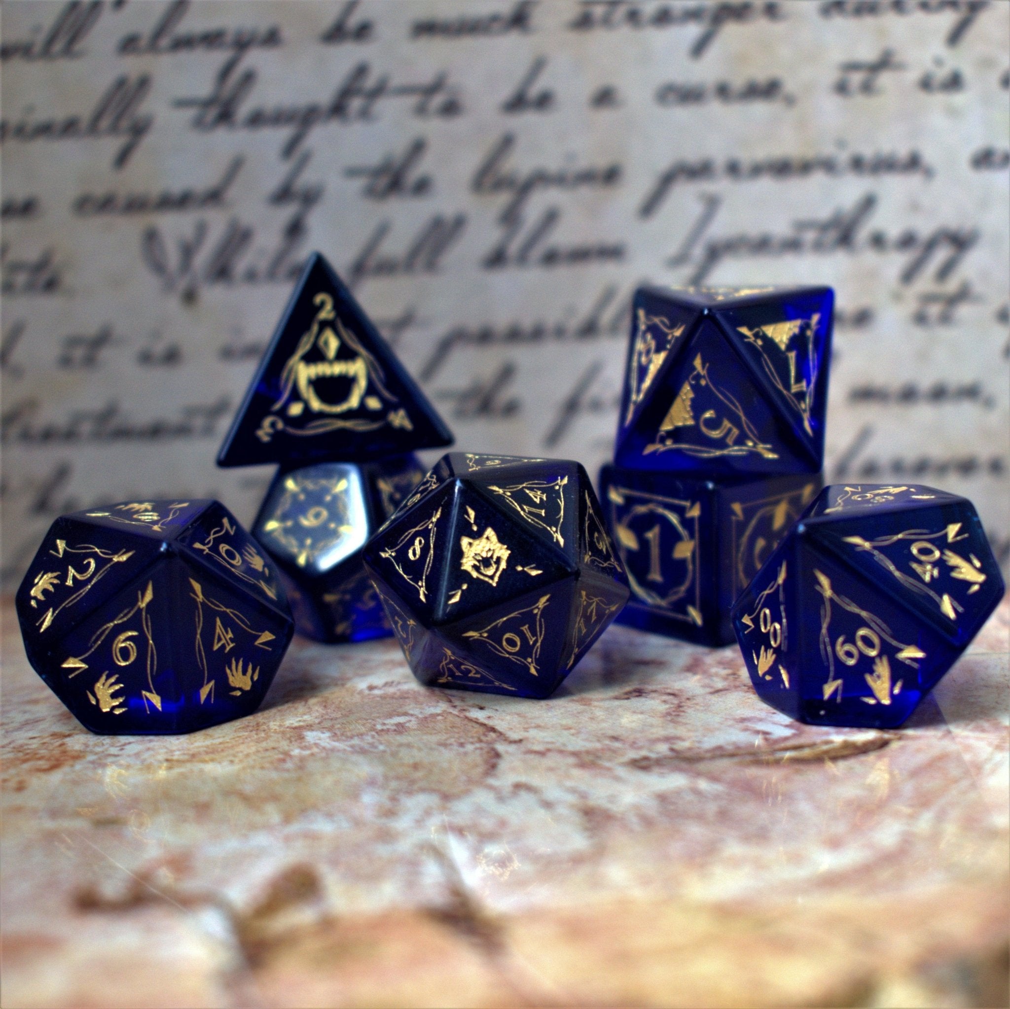 Fangs of Winter Blue Glass Dice Set - Misty Mountain Gaming - 1