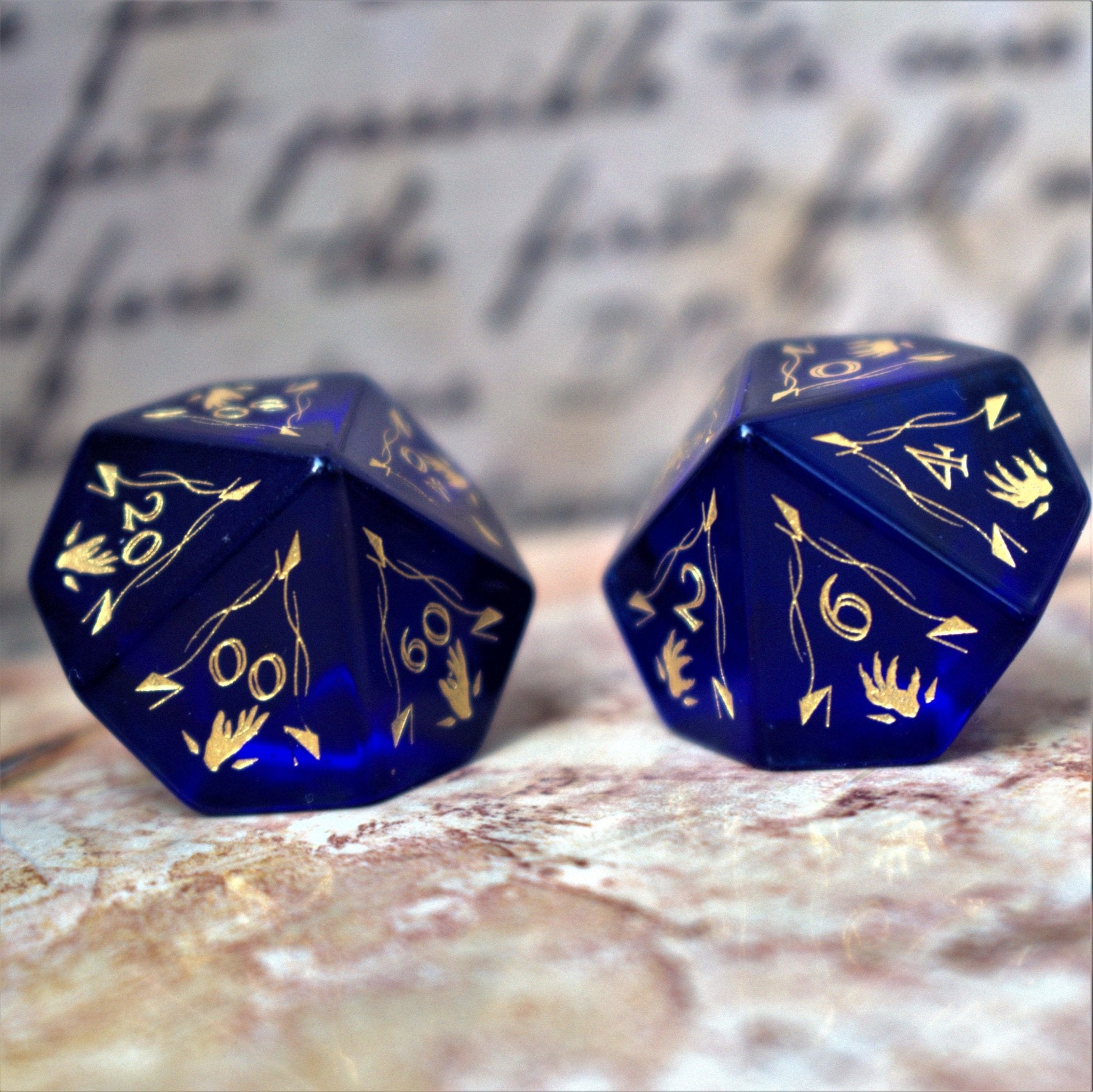 Fangs of Winter Blue Glass Dice Set - Misty Mountain Gaming - 5