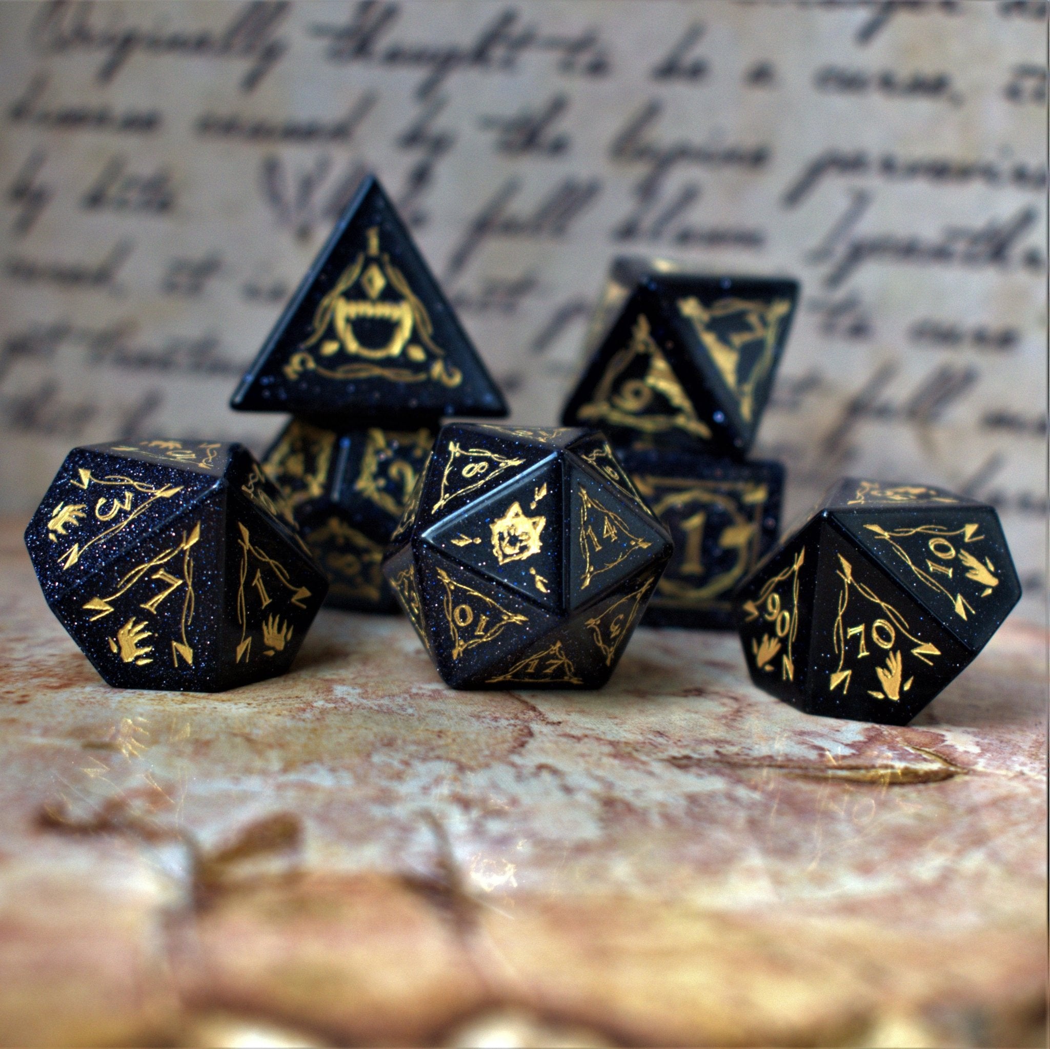 Fangs of Winter Blue Sandstone Stone Dice Set - Misty Mountain Gaming - 2