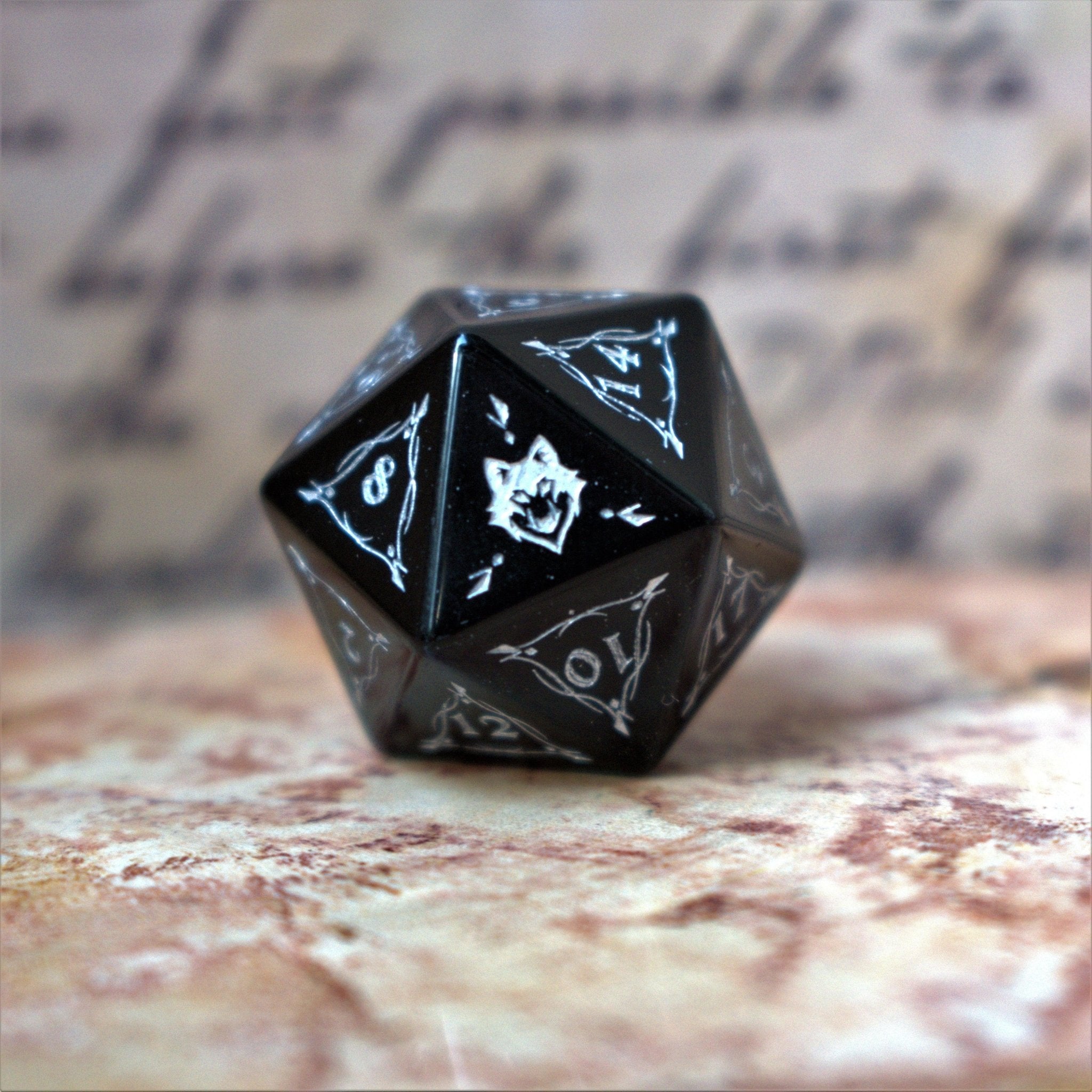 Fangs of Winter Obsidian Stone Dice Set - Misty Mountain Gaming - 6