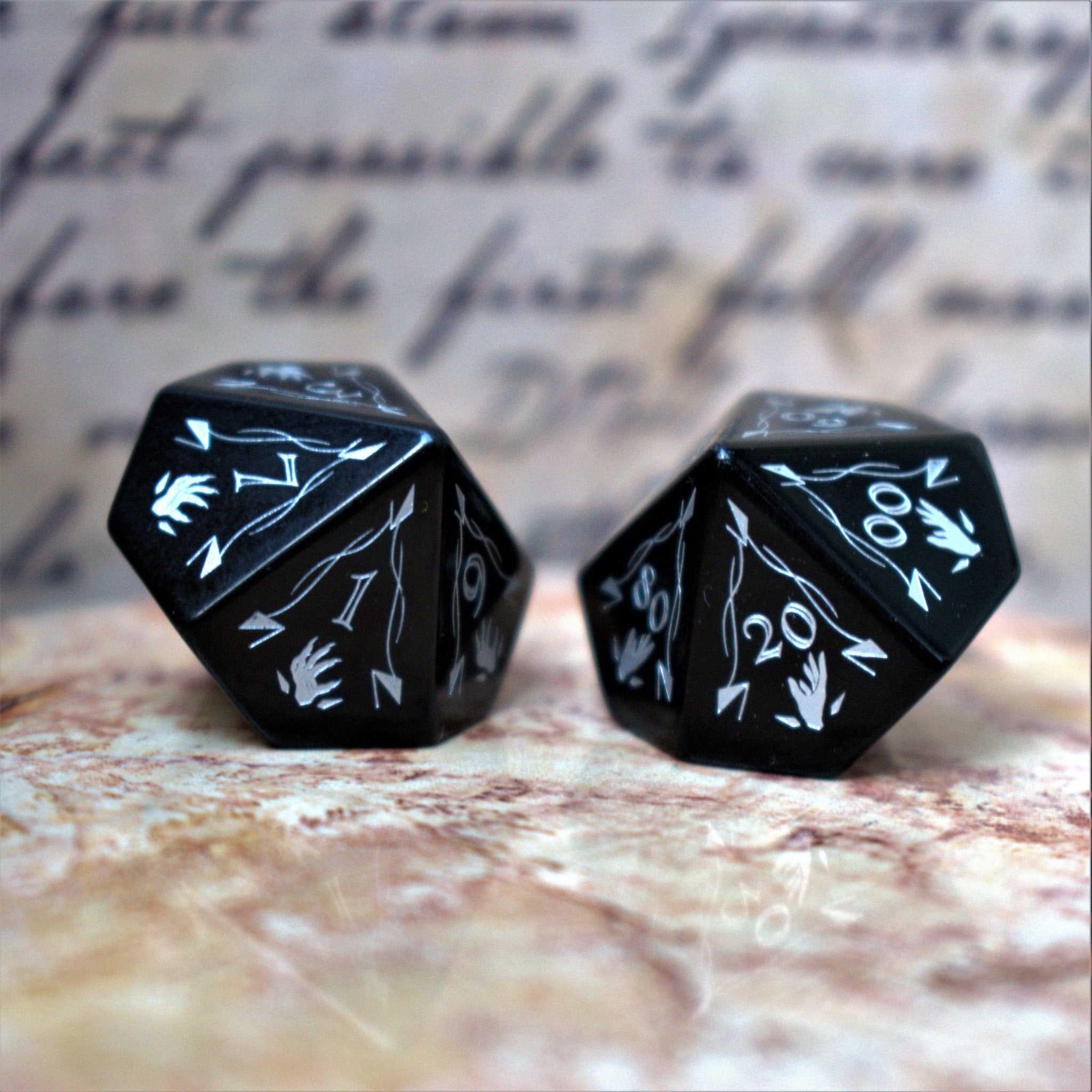 Fangs of Winter Obsidian Stone Dice Set - Misty Mountain Gaming - 5