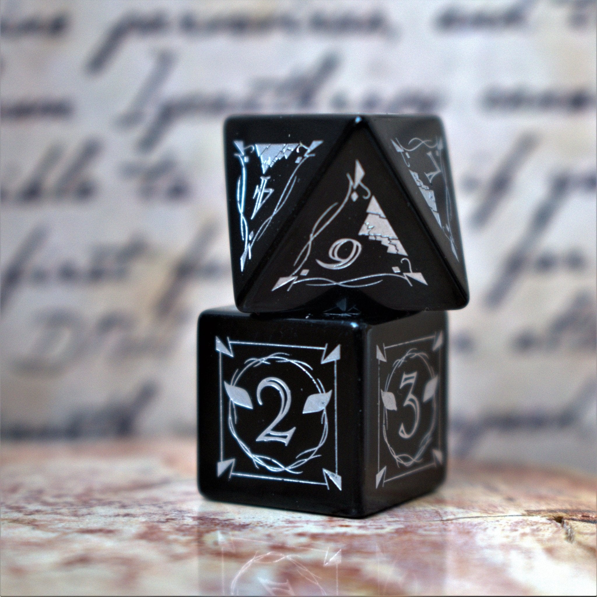 Fangs of Winter Obsidian Stone Dice Set - Misty Mountain Gaming - 4