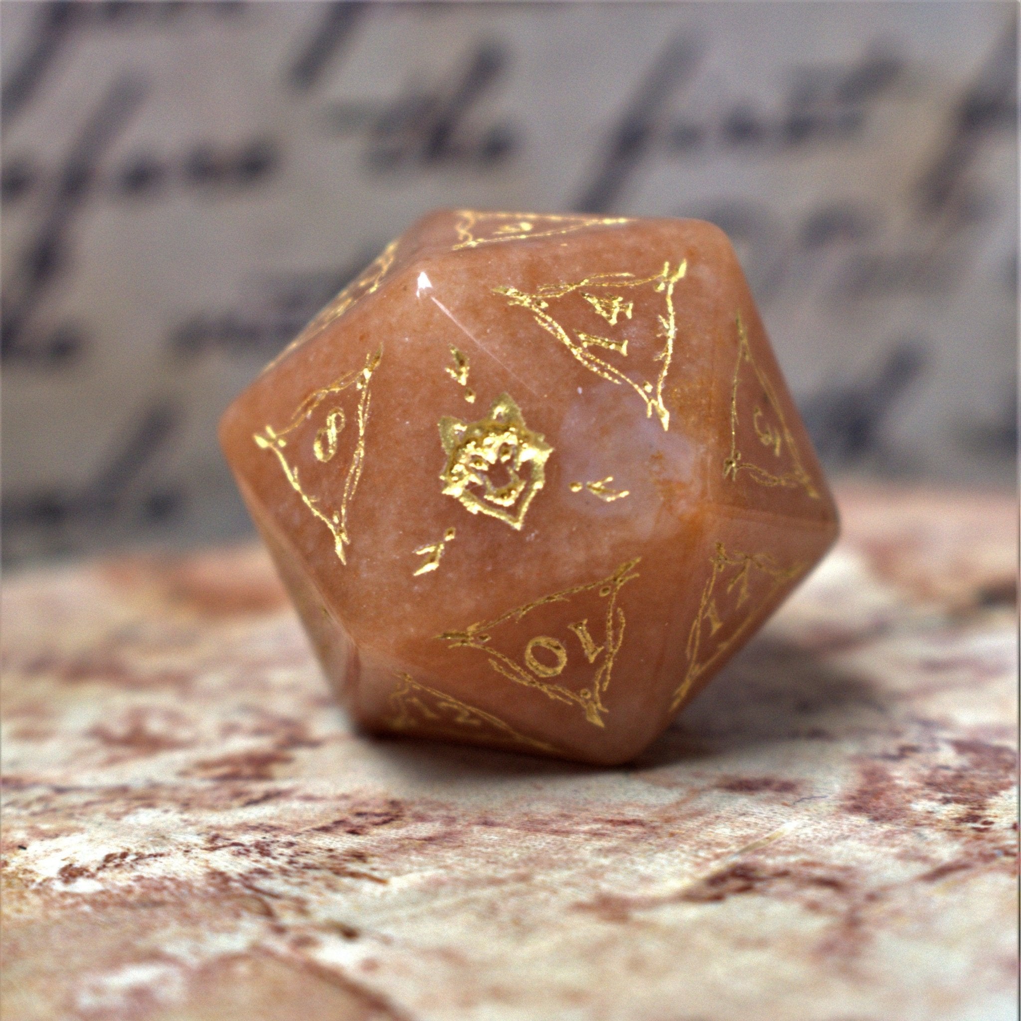 Fangs of Winter Red Aventurine Stone Dice Set - Misty Mountain Gaming - 6