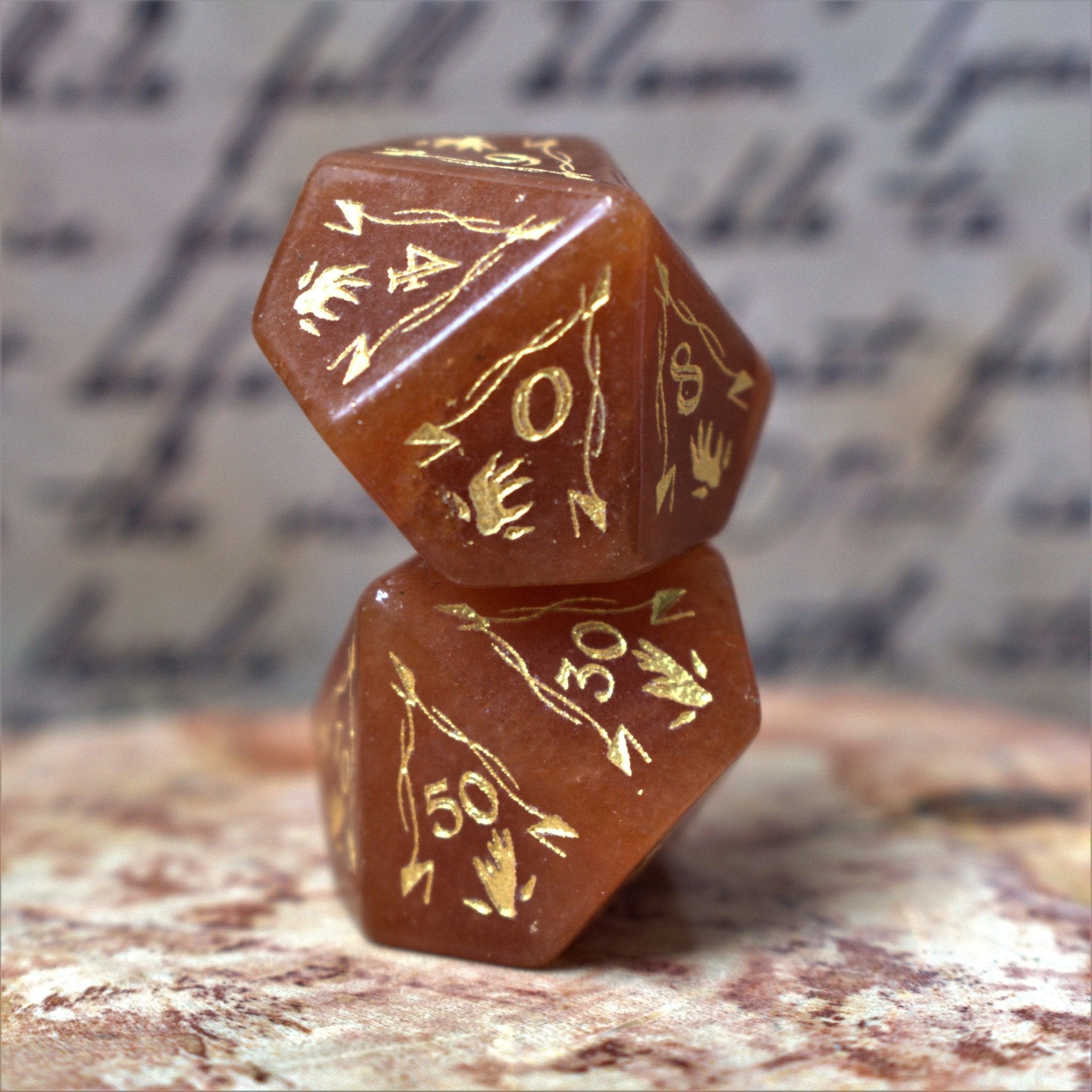 Fangs of Winter Red Aventurine Stone Dice Set - Misty Mountain Gaming - 5