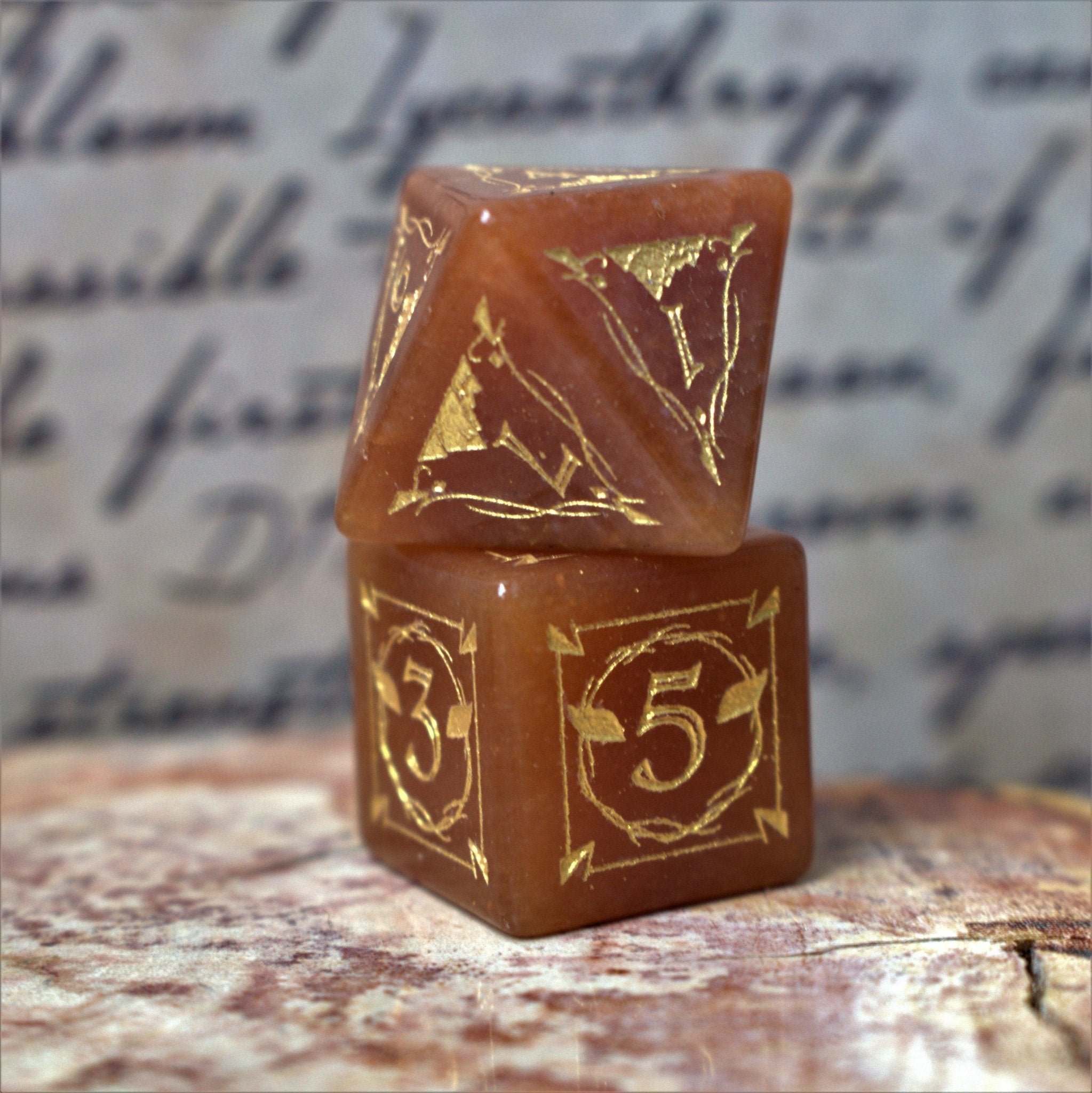 Fangs of Winter Red Aventurine Stone Dice Set - Misty Mountain Gaming - 4