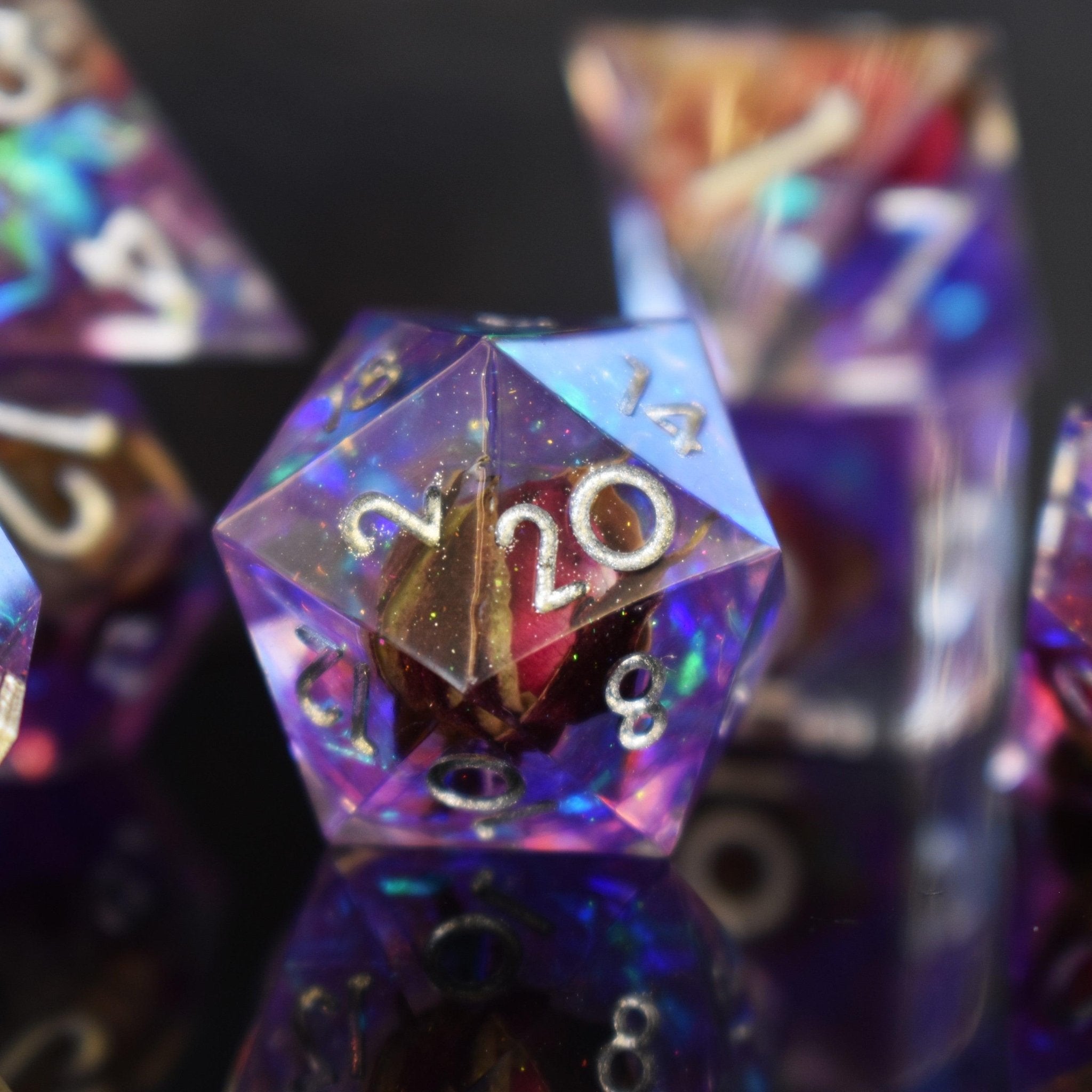 Forbidden Rose Sharp - Edged Resin Dice Set - Misty Mountain Gaming - 5