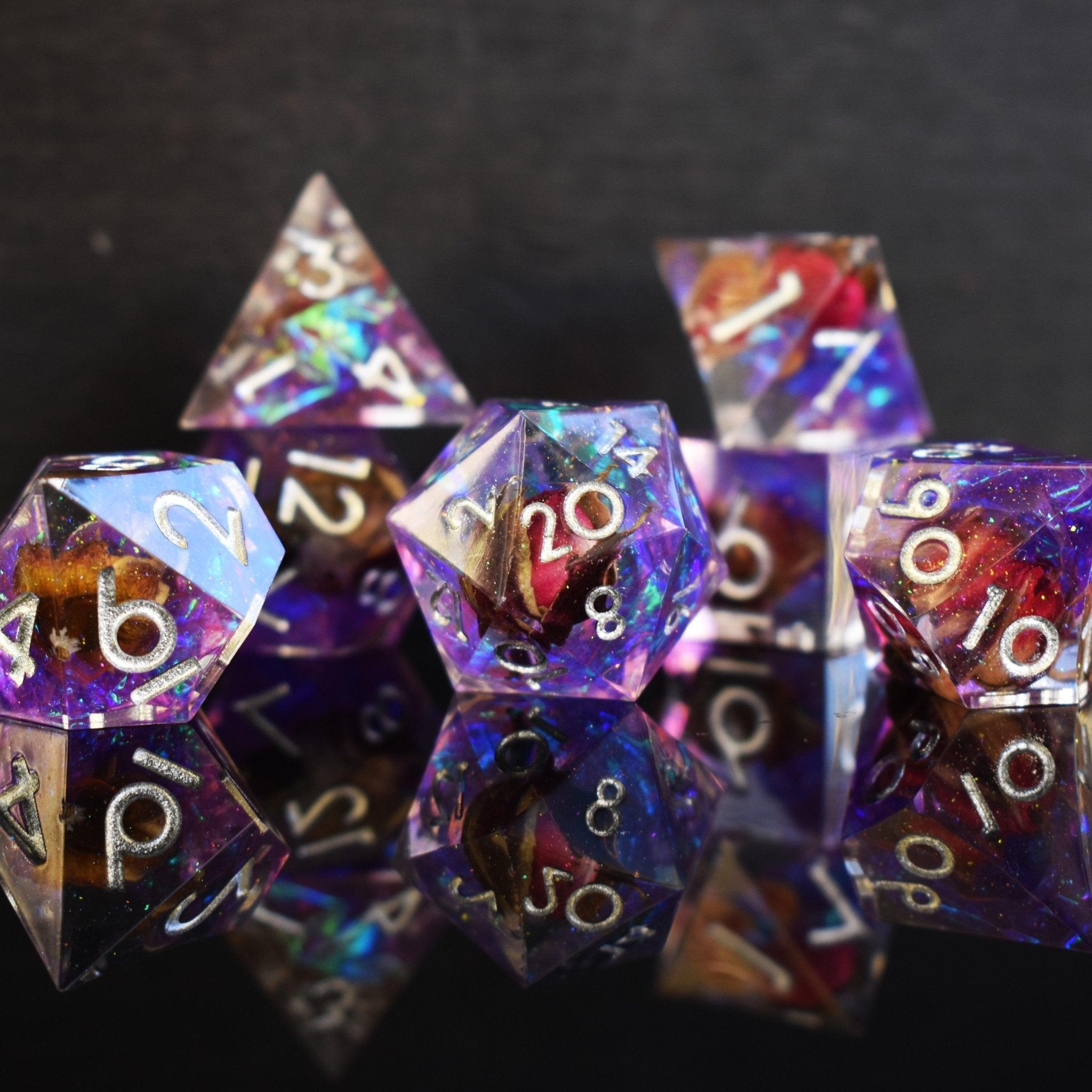 Forbidden Rose Sharp - Edged Resin Dice Set - Misty Mountain Gaming - 1