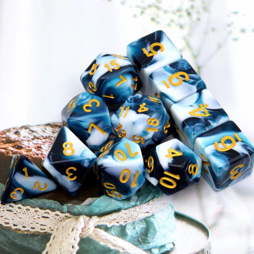Gemini Dice Set, Teal White - Haxtec - 3