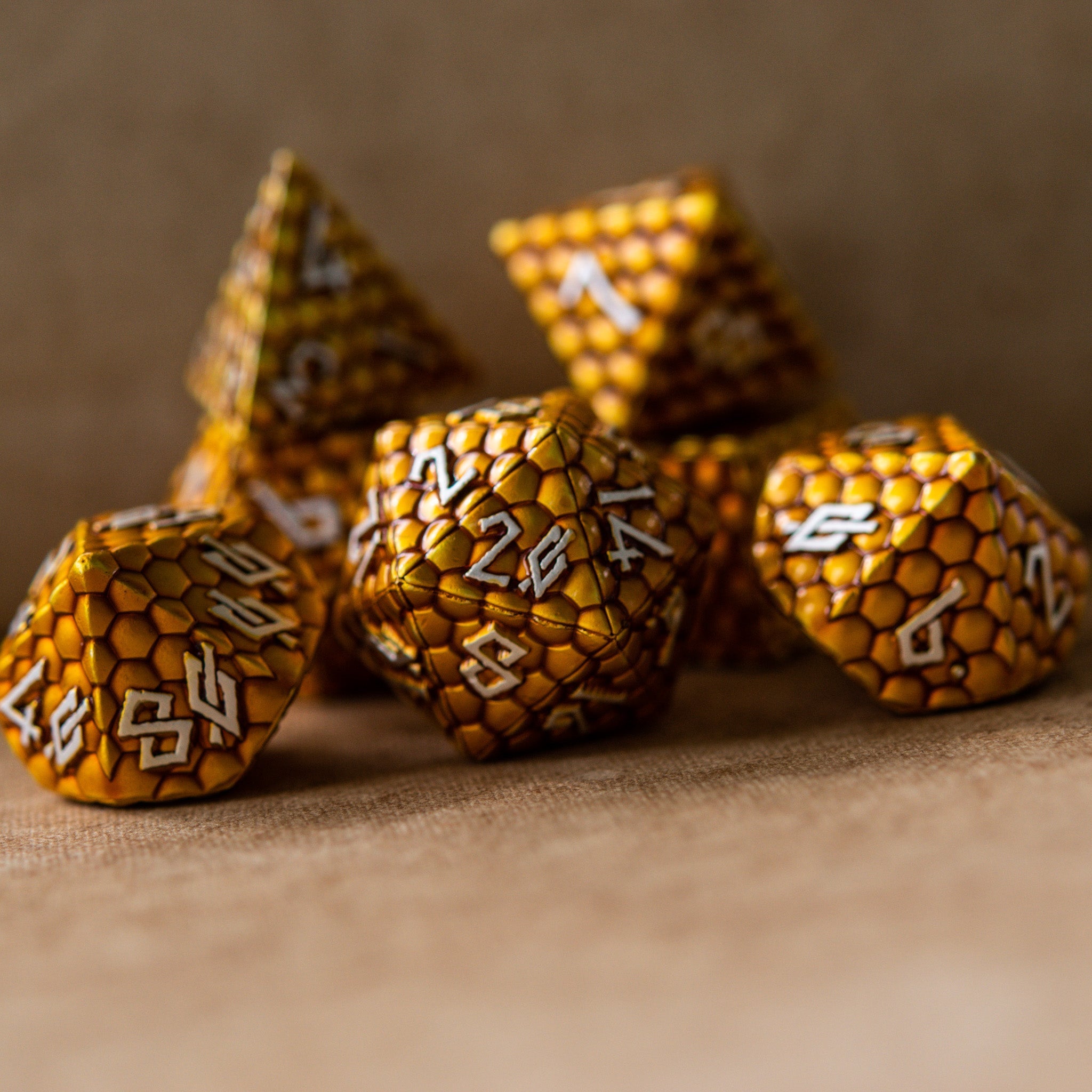 Gold Dragon's Egg Metal Dice Set - Misty Mountain Gaming - 1