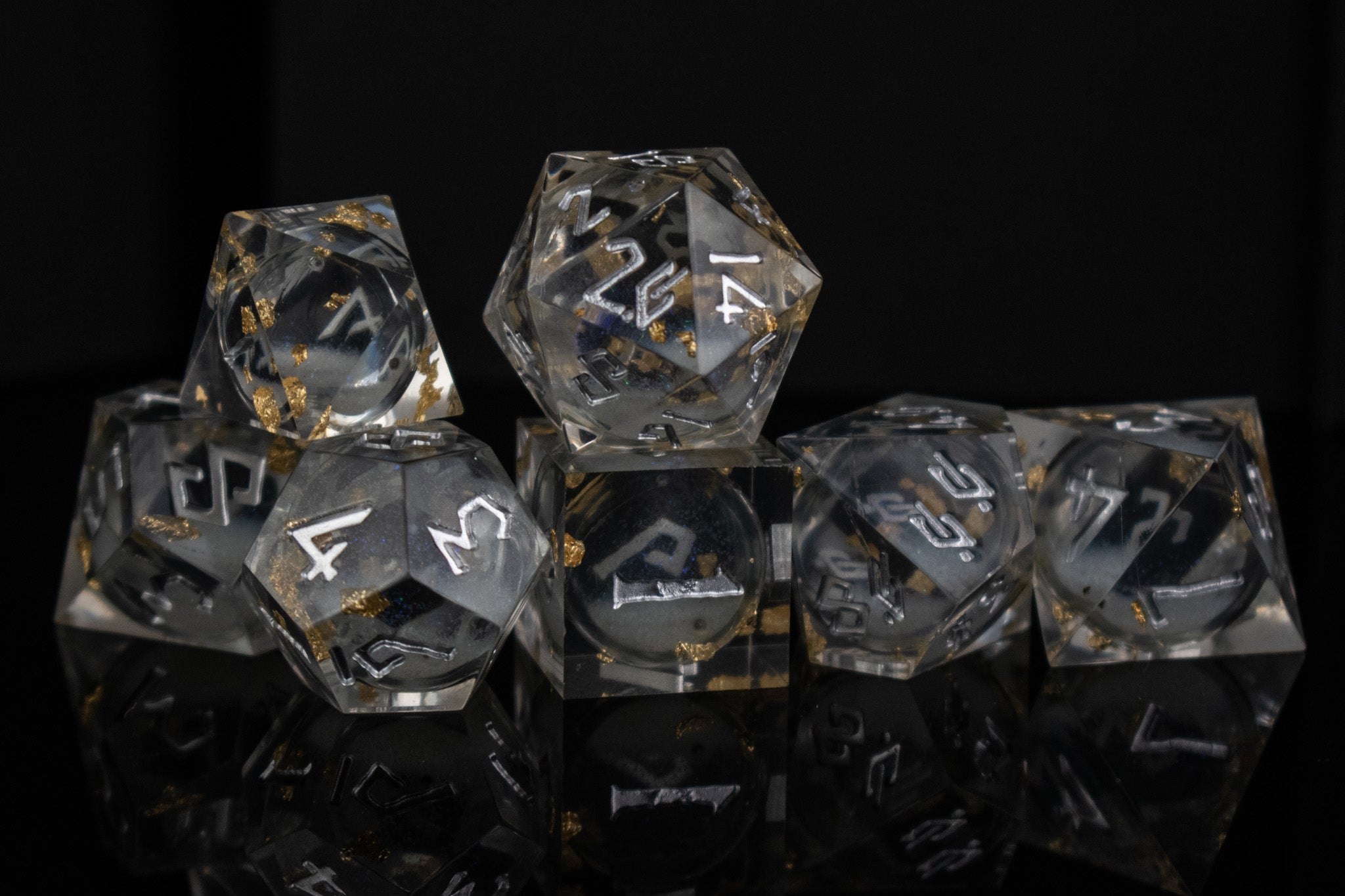 Golden Ashes Liquid Core Dice Set - Misty Mountain Gaming - 4