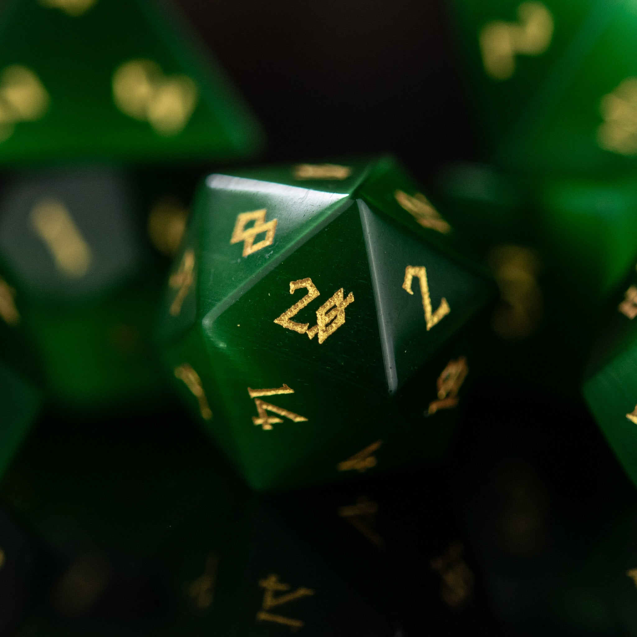 Green Cat's Eye Stone Dice Set - Misty Mountain Gaming - 4