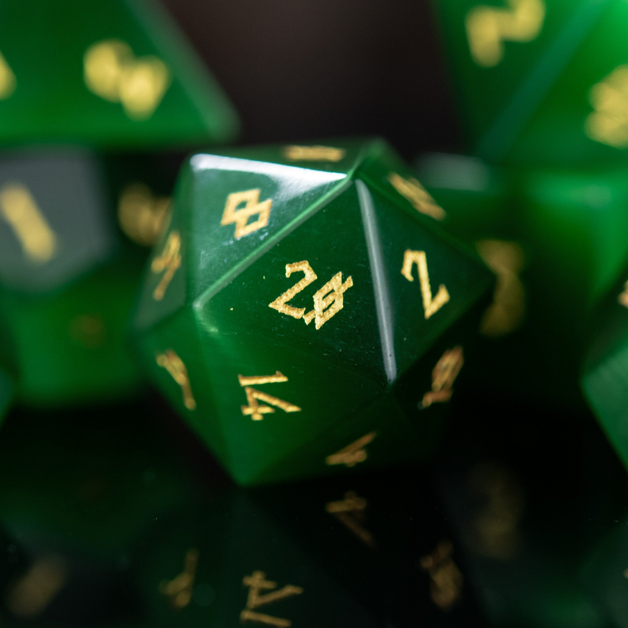 Green Cat's Eye Stone Dice Set - Misty Mountain Gaming - 2