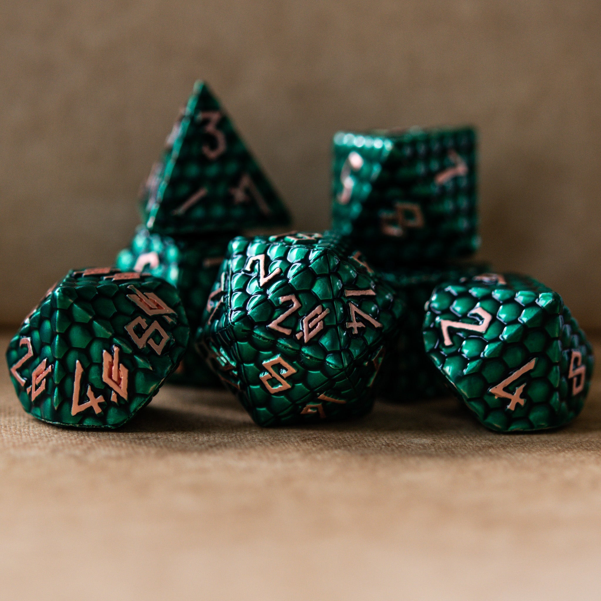 Green Dragon's Egg Metal Dice Set - Misty Mountain Gaming - 1