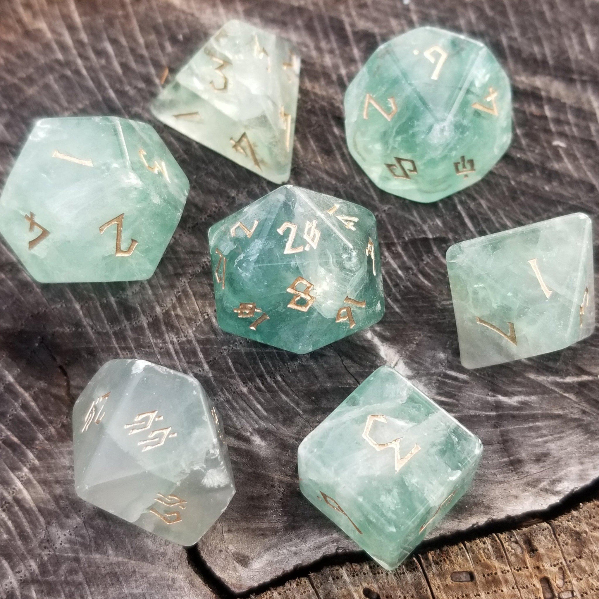 Green Fluorite Stone Dice Set - Misty Mountain Gaming - 5