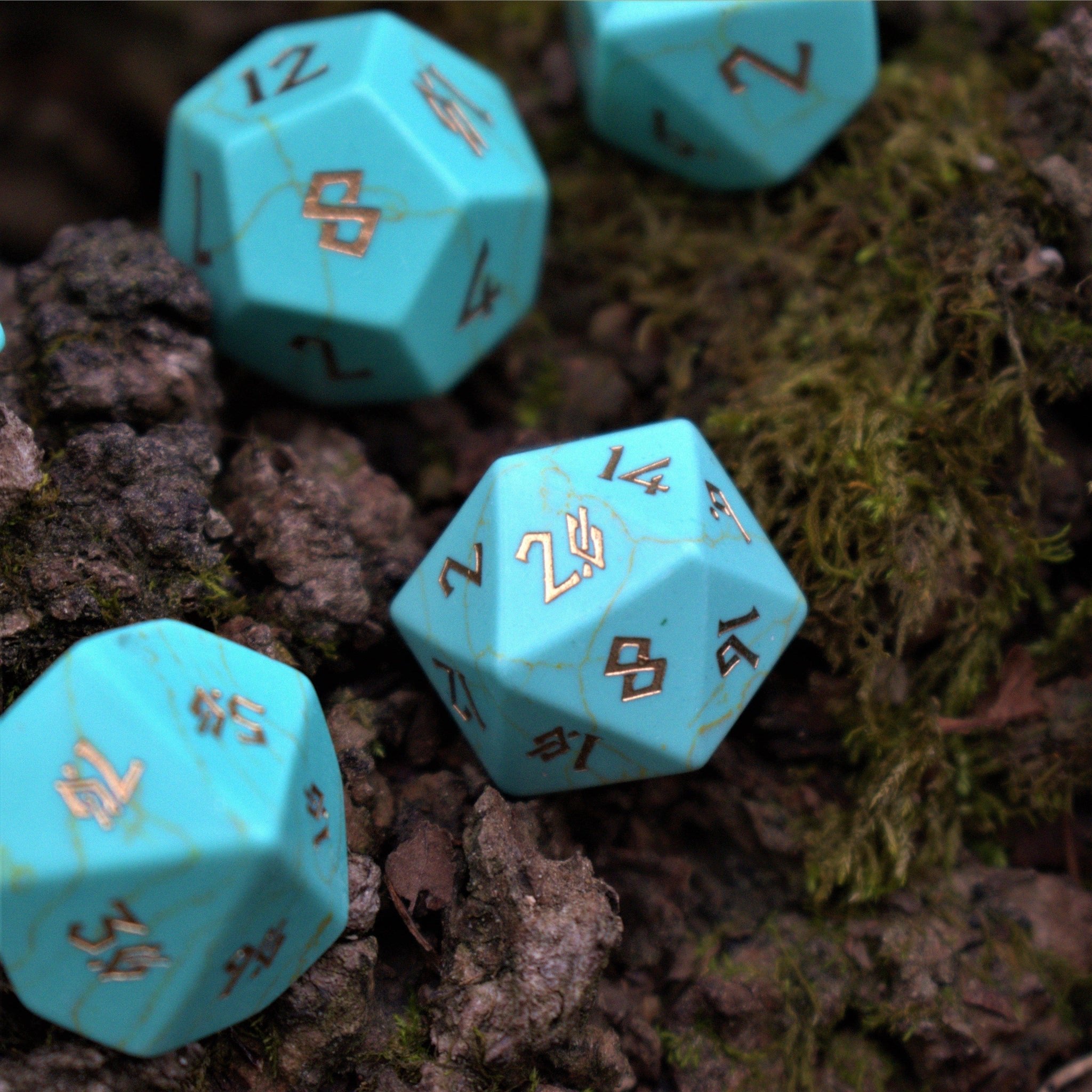 Green Turquoise Stone Dice Set - Misty Mountain Gaming - 2