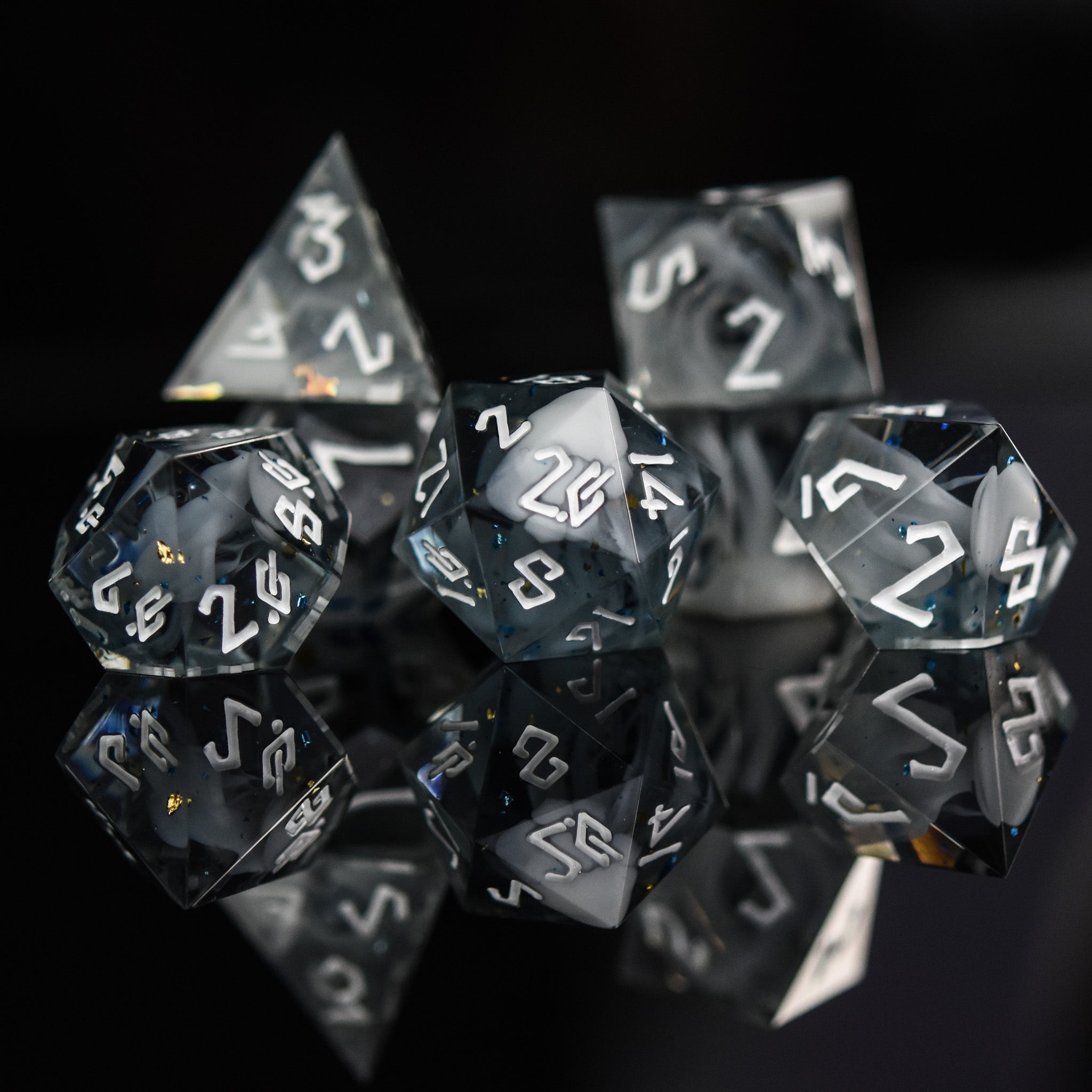 Holy Aura Sharp - Edged Resin Dice Set - Misty Mountain Gaming - 3