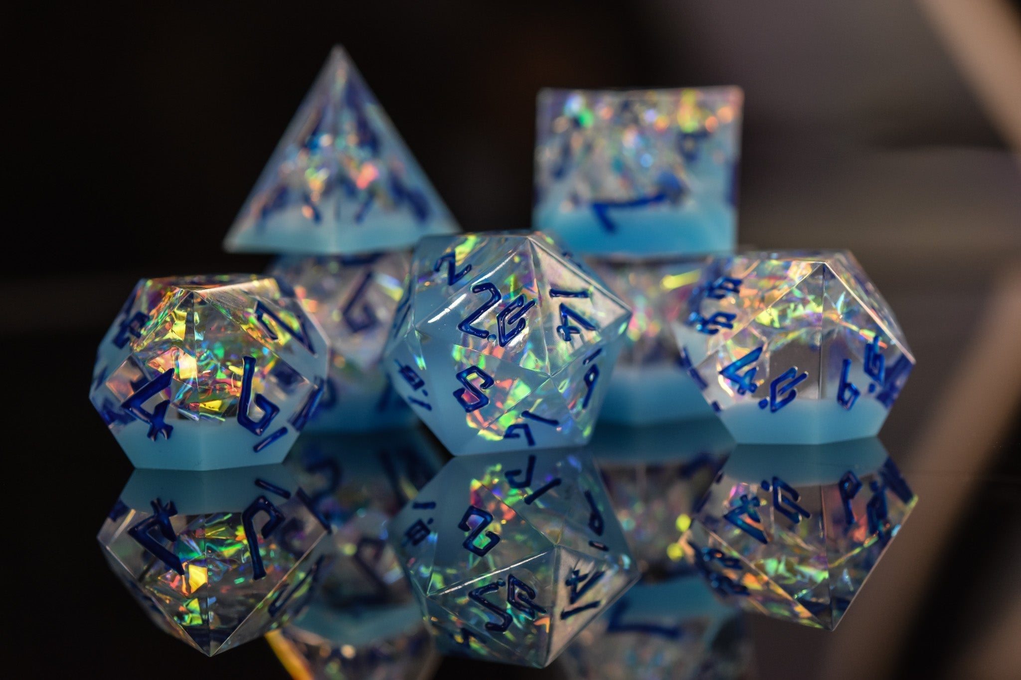 Ice Storm Sharp - Edged Resin Dice Set - Misty Mountain Gaming - 3