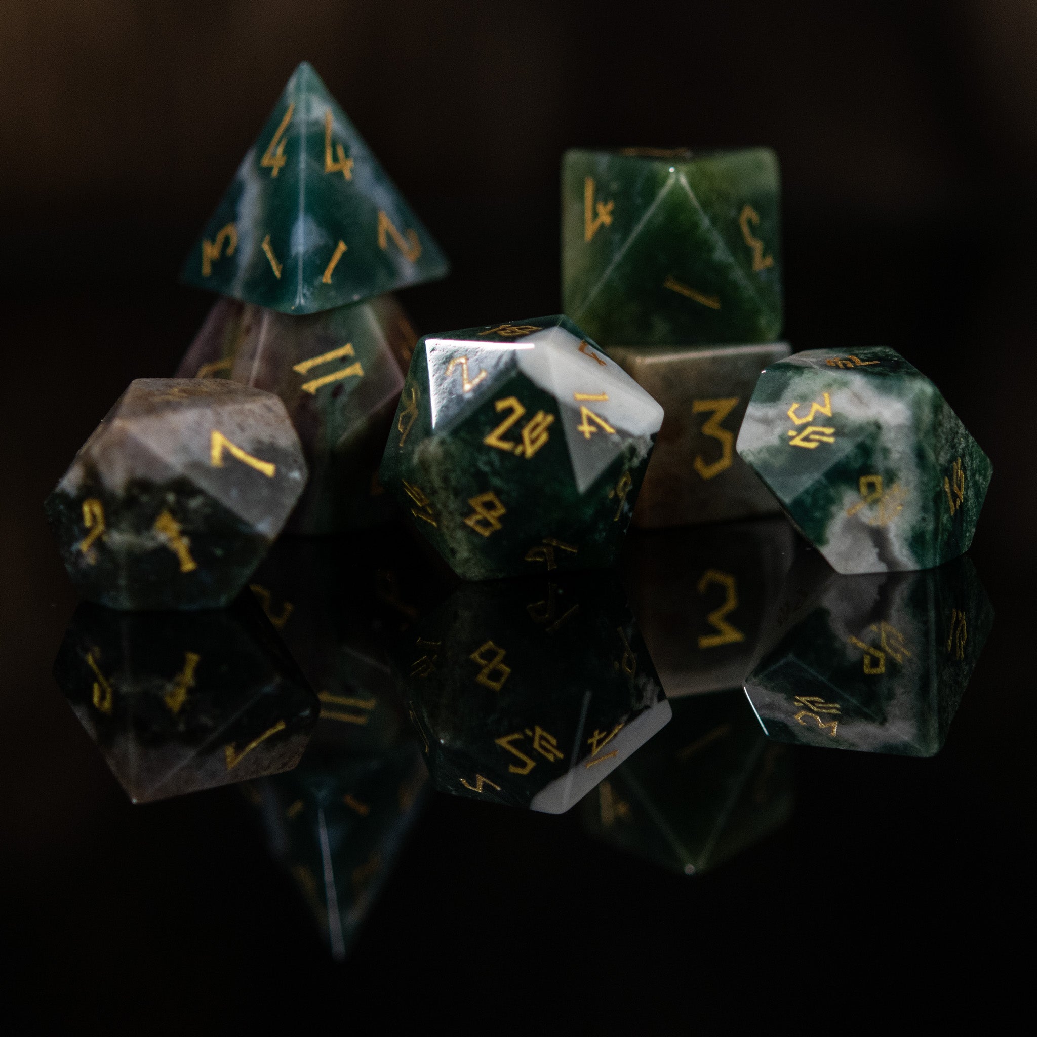 Indian Agate Stone Dice Set - Misty Mountain Gaming - 6