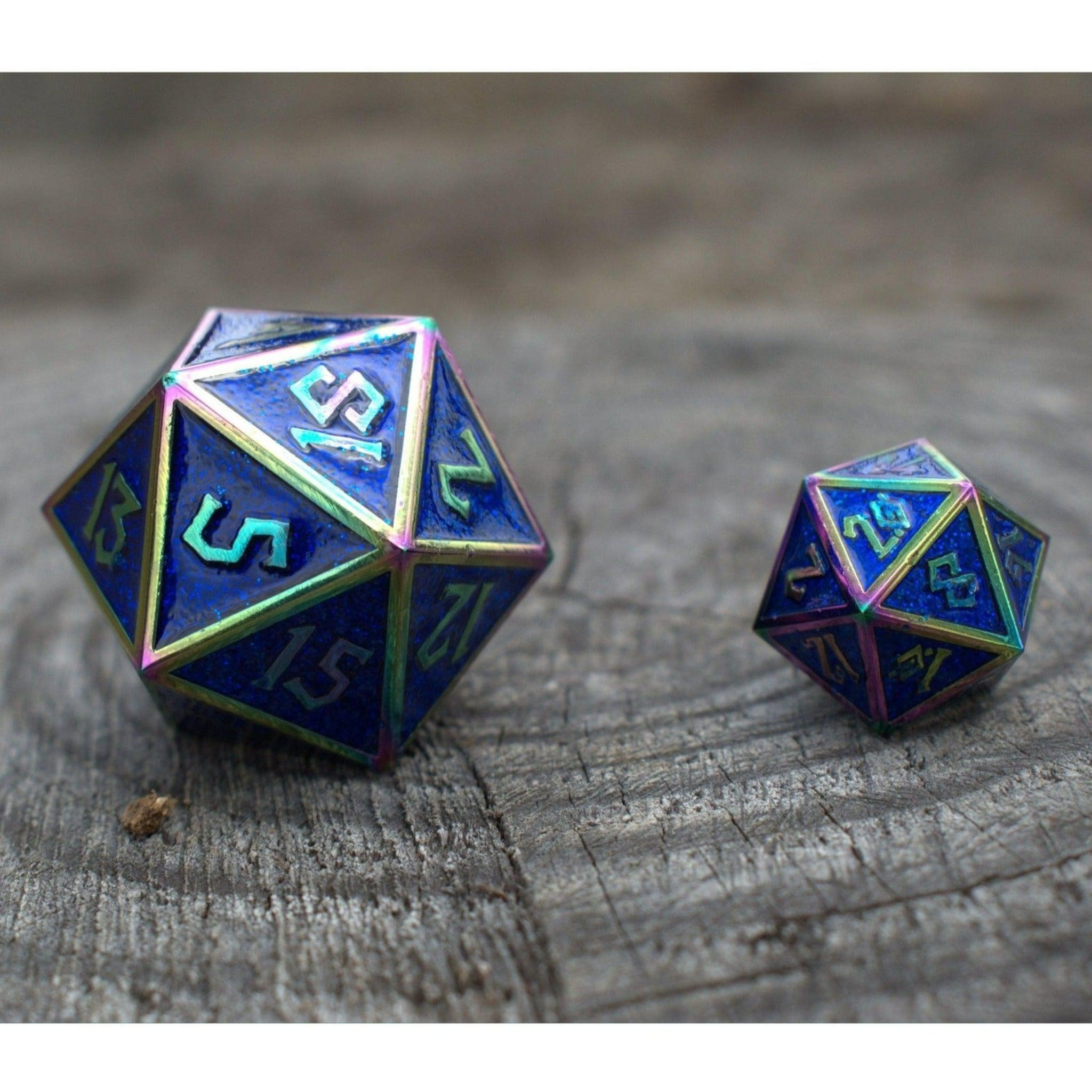 Iridescent and Blue Glitter Metal 35mm D20 - Misty Mountain Gaming - 2