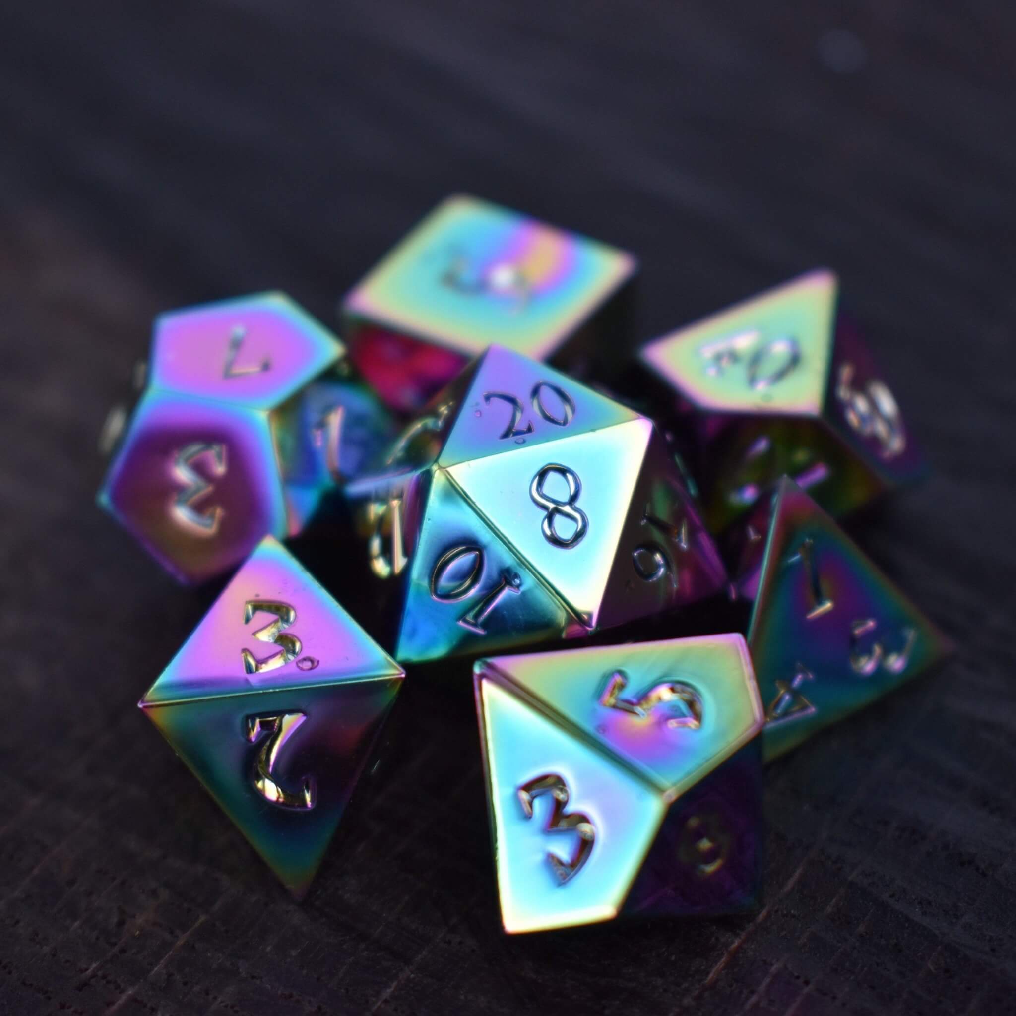 Iridescent Sharp - Edged Metal Dice Set - Misty Mountain Gaming - 1