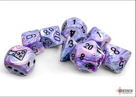 Lab Dice Festive Polyhedral Hydrangea /black 7 - Die Set (with bonus die) - Chessex - 1