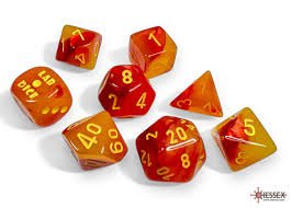 Lab Dice Festive Polyhedral Hydrangea Red/Yellow 7 - Die Set (with bonus die) - Chessex - 1