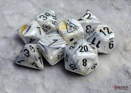 Lab Dice Marble Polyhedral Calcite /blue 7 - Die Set (with bonus die) - Chessex - 1