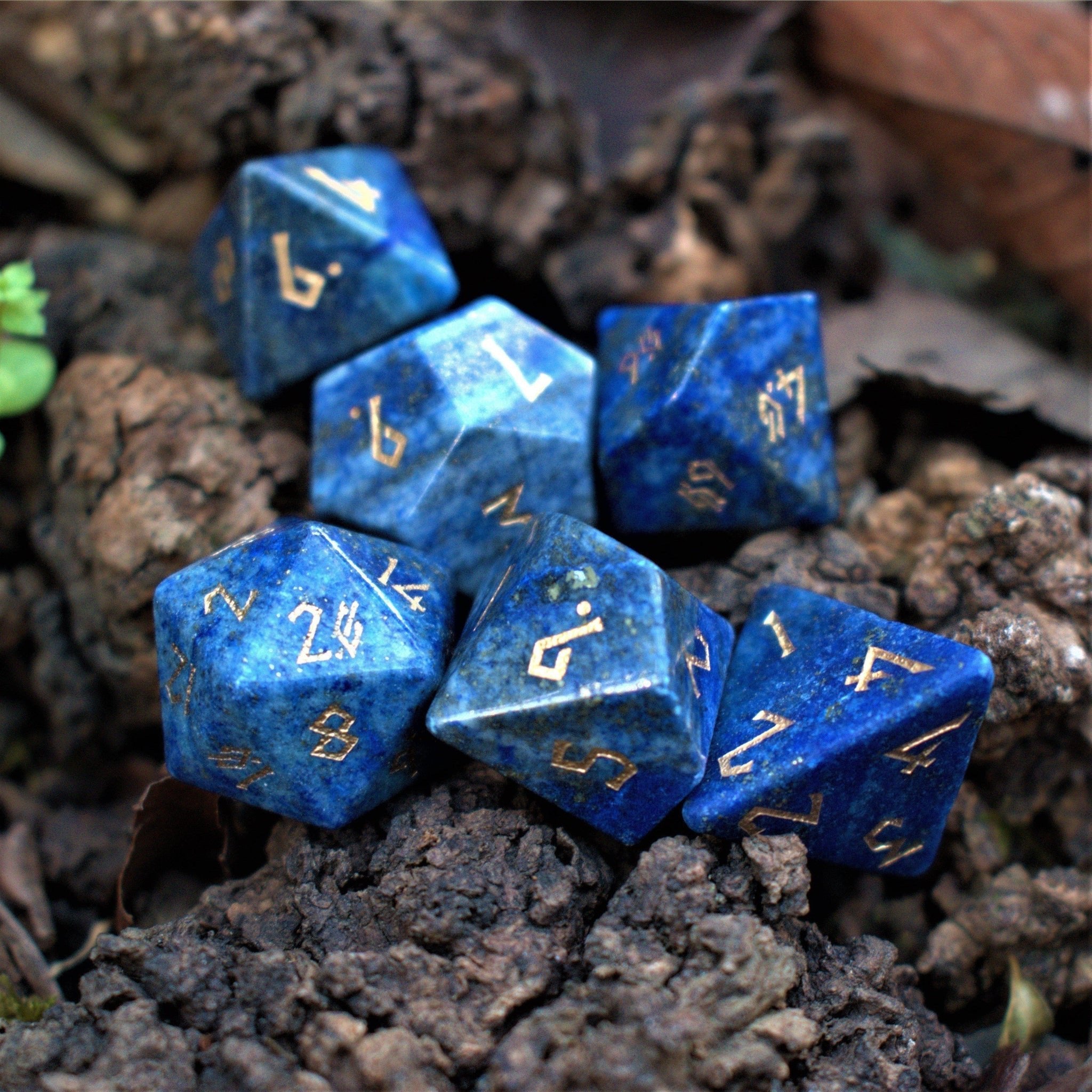 Lapis Lazuli Stone Dice Set - Misty Mountain Gaming - 3