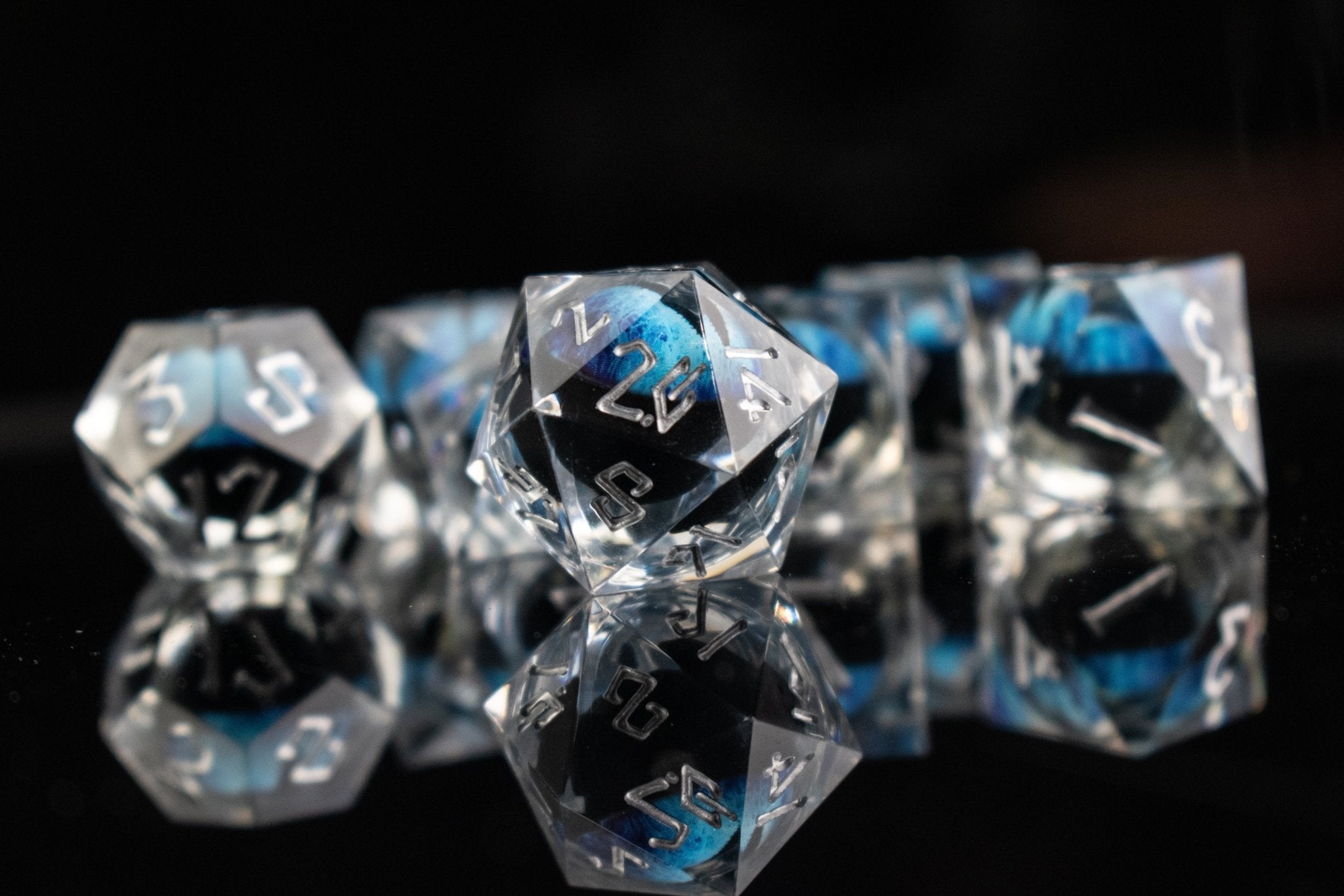 Legacy of Blue Eyes Liquid Core Dice Set - Silver - Misty Mountain Gaming - 6