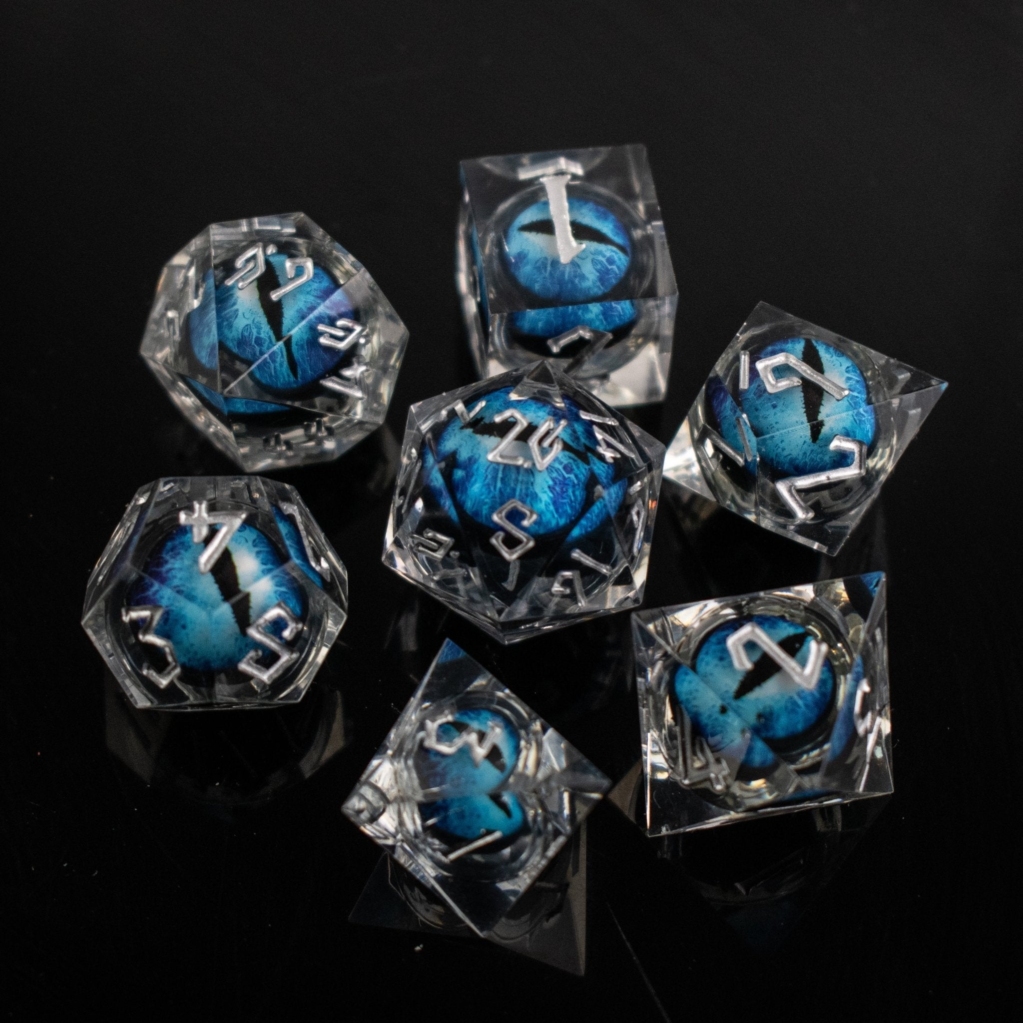 Legacy of Blue Eyes Liquid Core Dice Set - Silver - Misty Mountain Gaming - 1