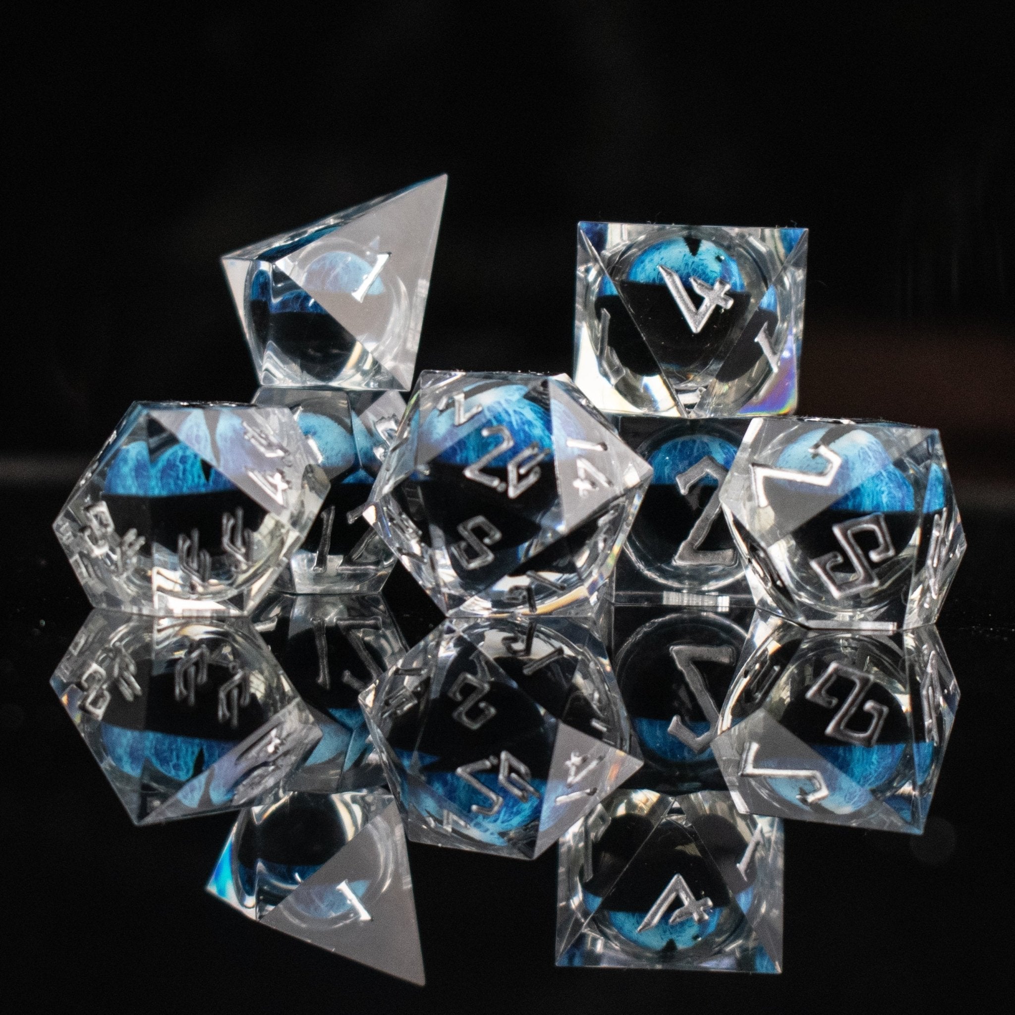 Legacy of Blue Eyes Liquid Core Dice Set - Silver - Misty Mountain Gaming - 2