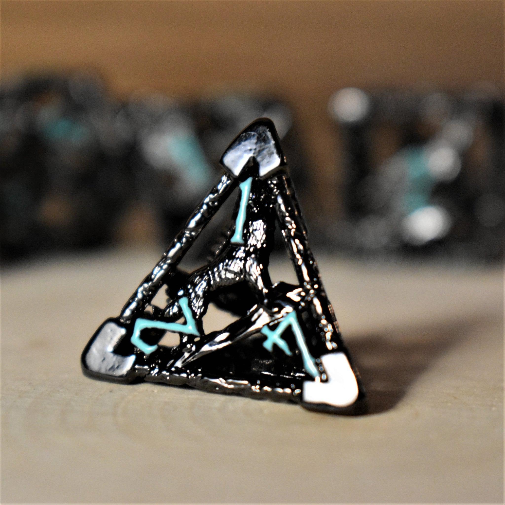 Legends of Valhalla - Black and Blue Hollow Metal Dice Set - Misty Mountain Gaming - 5