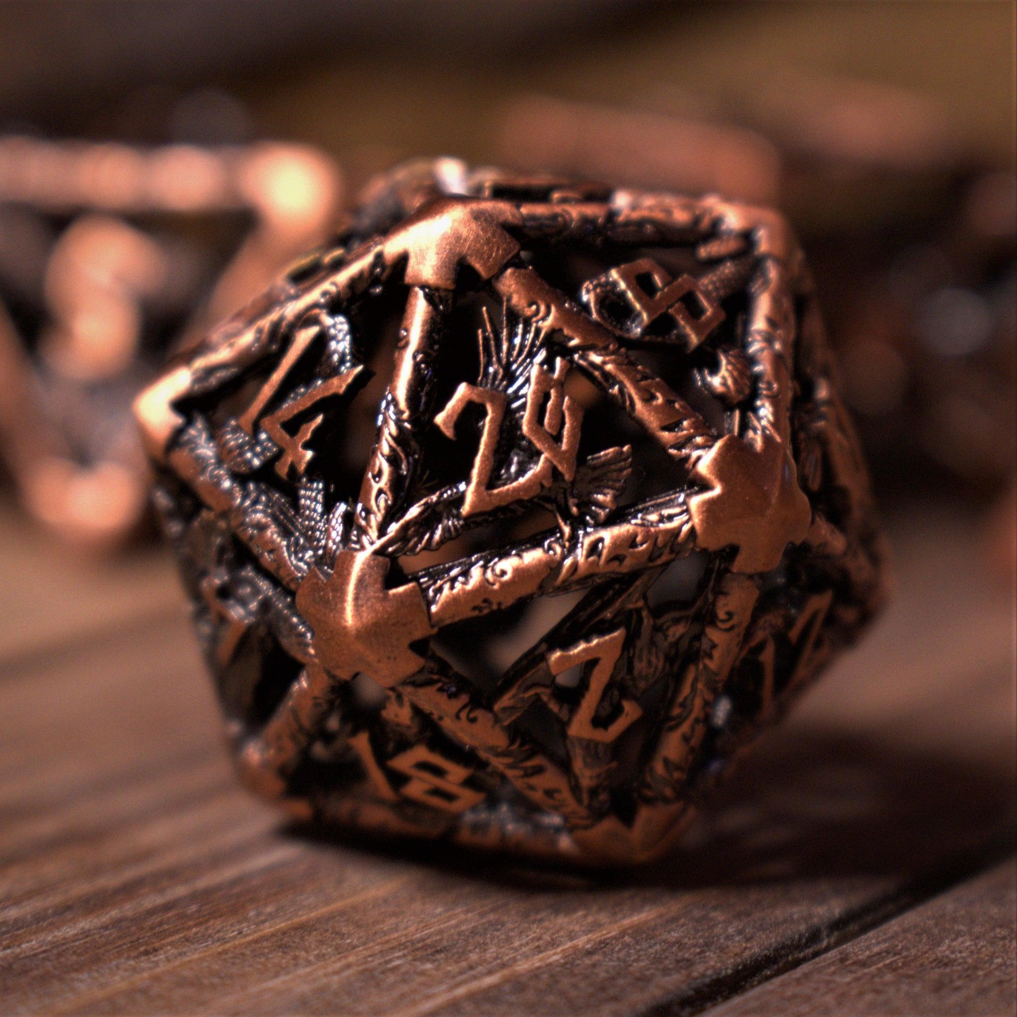 Legends of Valhalla - Bronze Hollow Metal Dice Set - Misty Mountain Gaming - 8