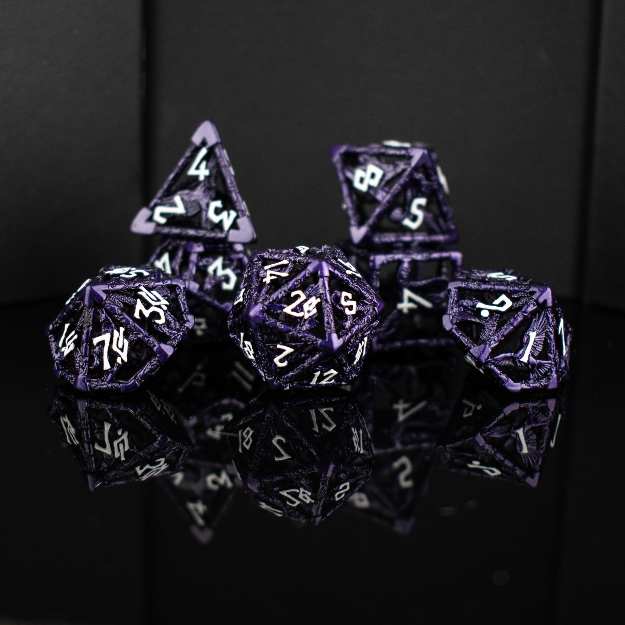 Legends of Valhalla - Purple Hollow Metal Dice Set - Misty Mountain Gaming - 1