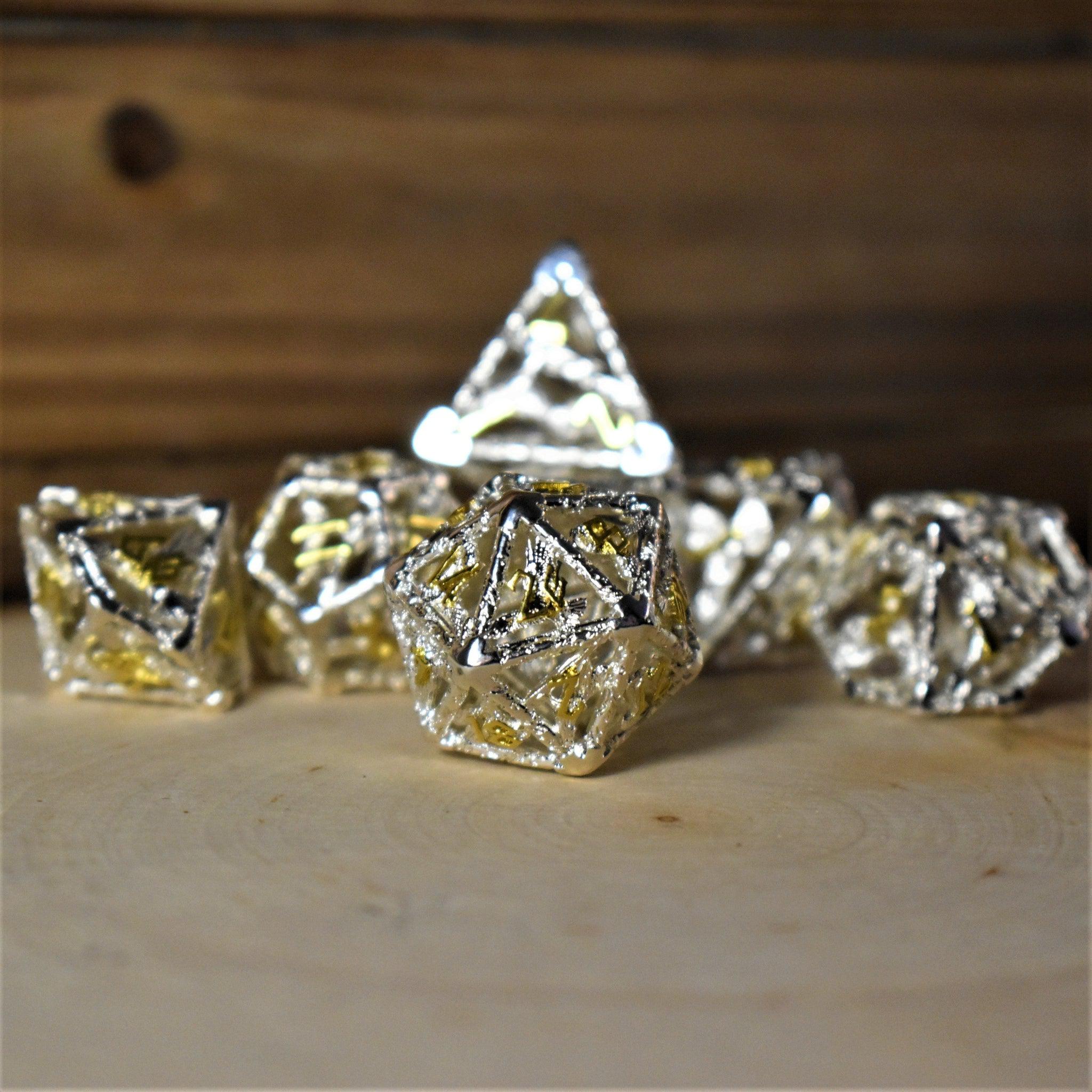 Legends of Valhalla - Silver and Gold Hollow Metal Dice Set - Misty Mountain Gaming - 2