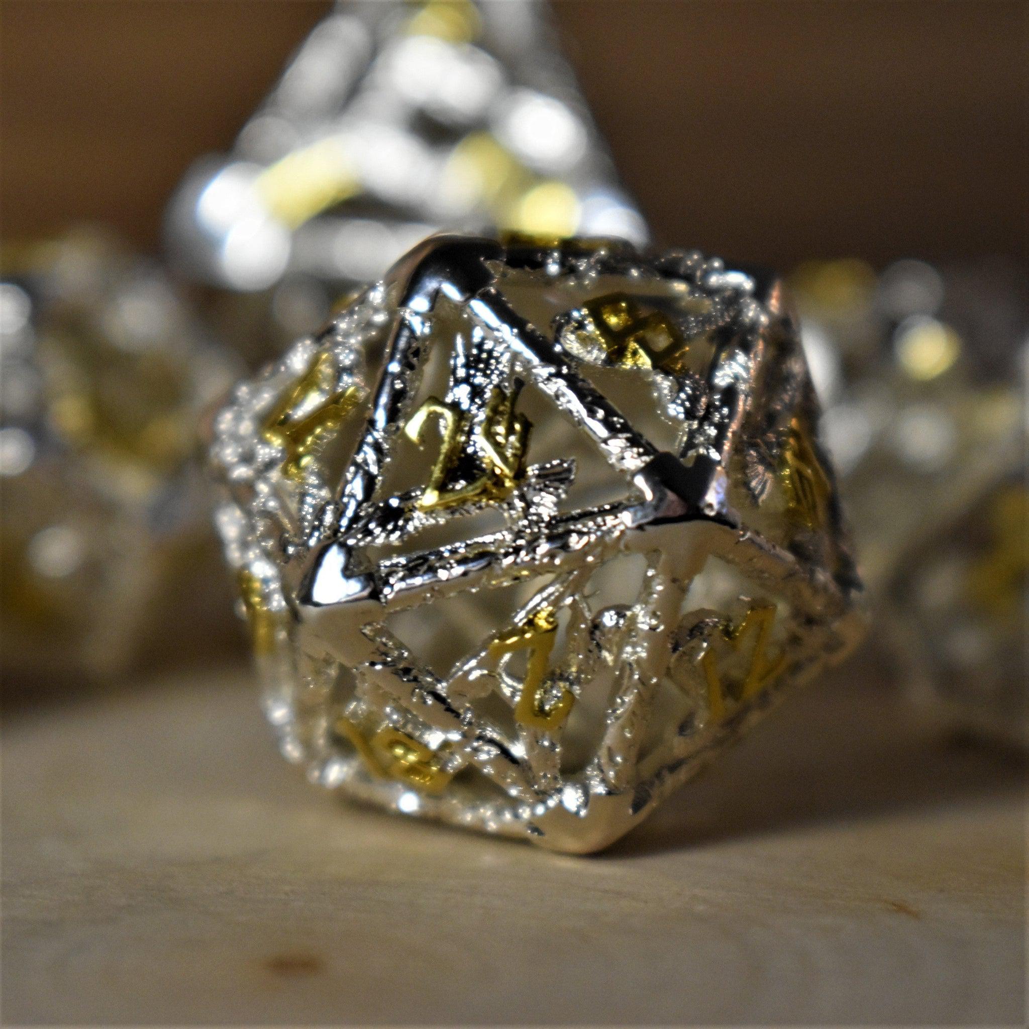 Legends of Valhalla - Silver and Gold Hollow Metal Dice Set - Misty Mountain Gaming - 3