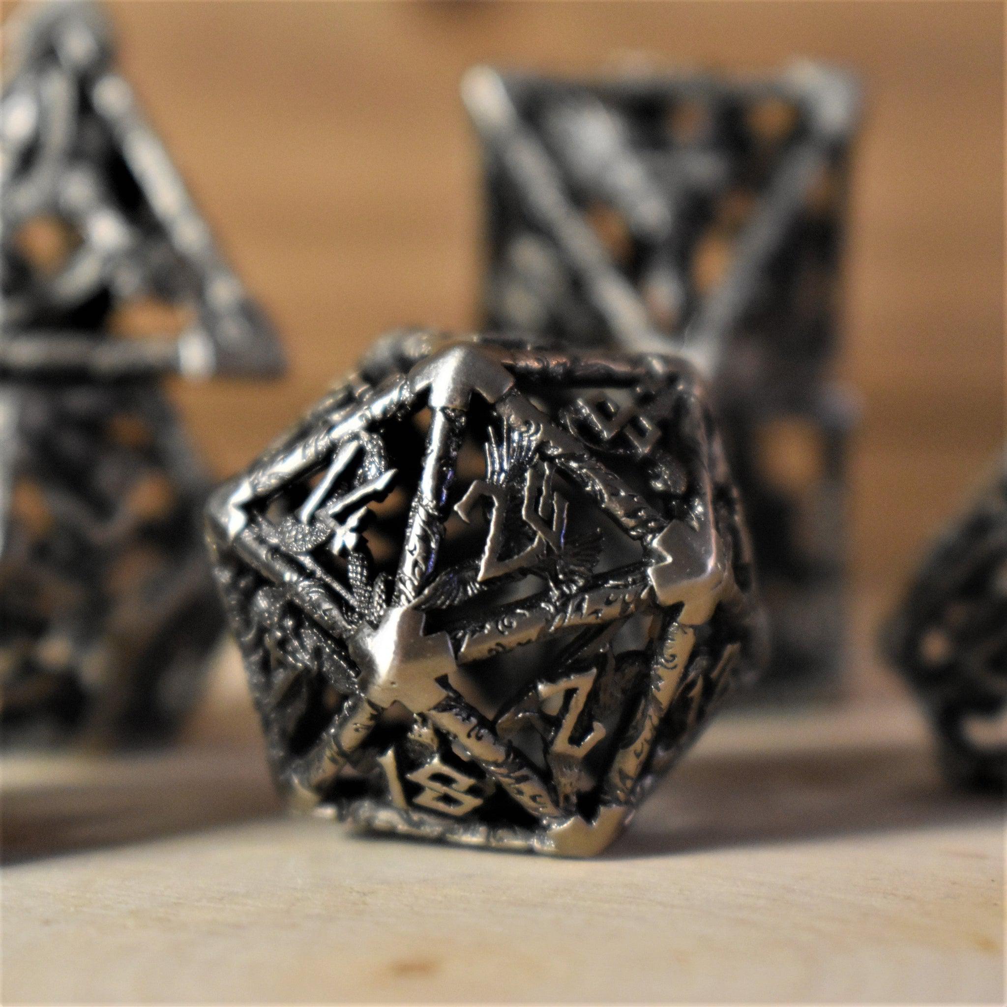 Legends of Valhalla - Silver Hollow Metal Dice Set - Misty Mountain Gaming - 1