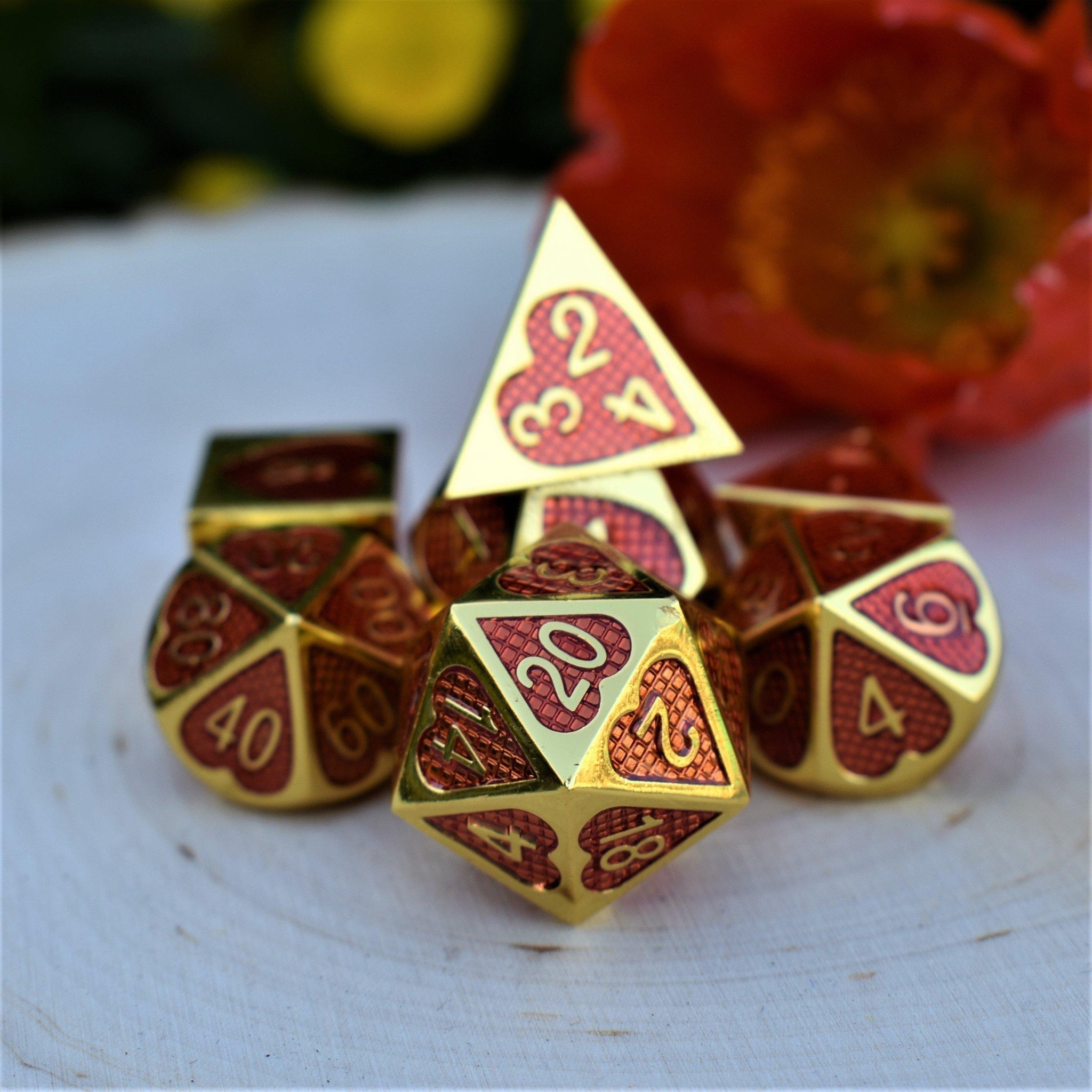 Lover's Heart Enamel Metal Dice Set - Misty Mountain Gaming - 1