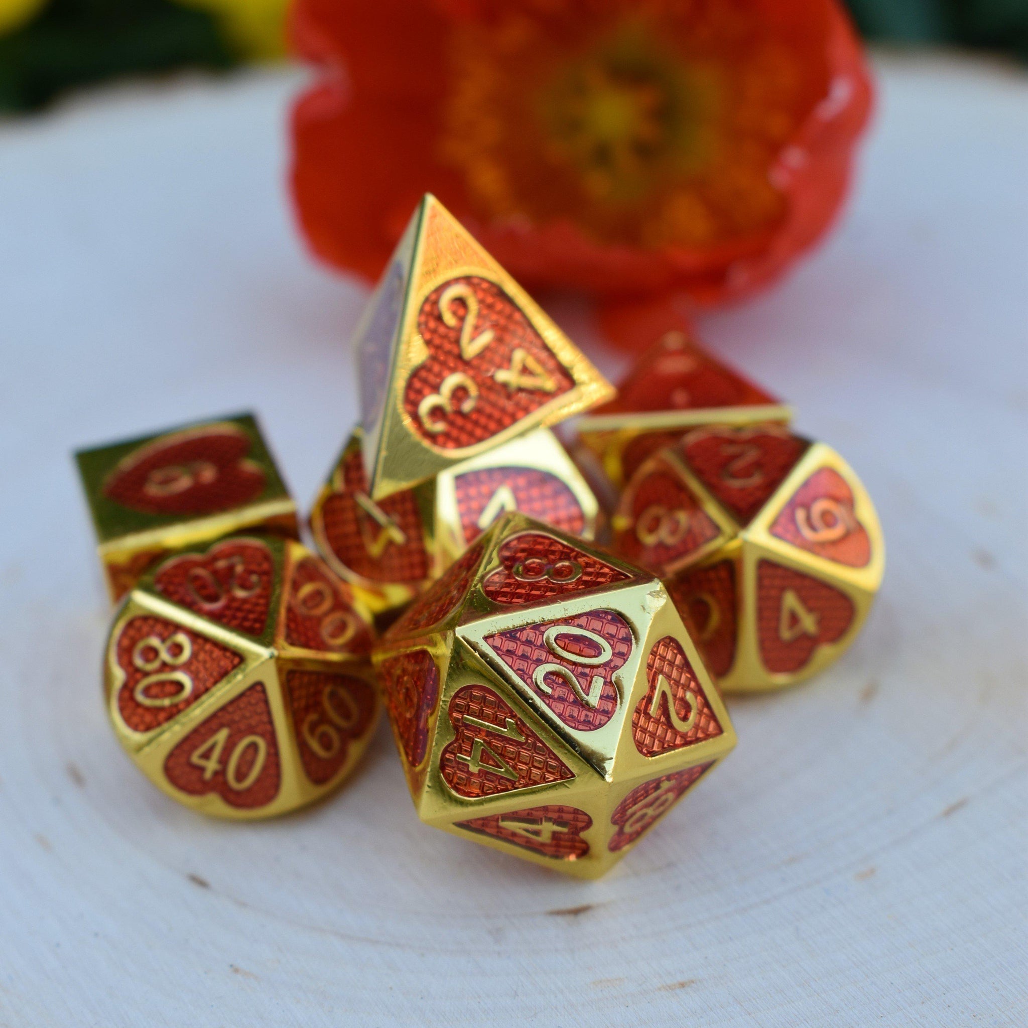 Lover's Heart Enamel Metal Dice Set - Misty Mountain Gaming - 3