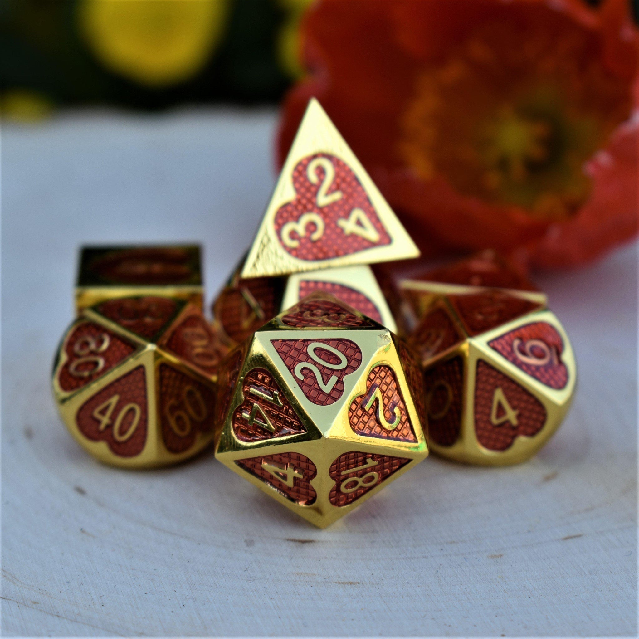 Lover's Heart Enamel Metal Dice Set - Misty Mountain Gaming - 2